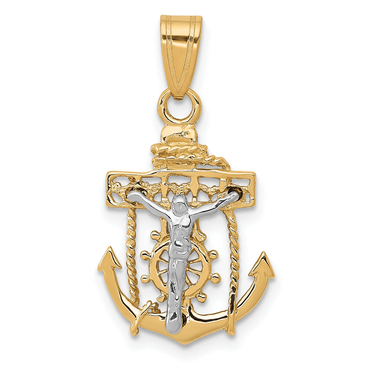 10k Two-tone Mariners Cross Pendant