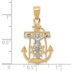 10k Two-tone Mariners Cross Pendant