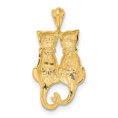 10k Satin & Polished Cats Pendant