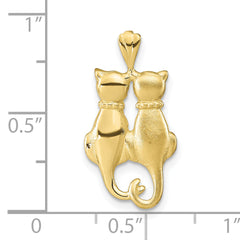 10k Satin & Polished Cats Pendant