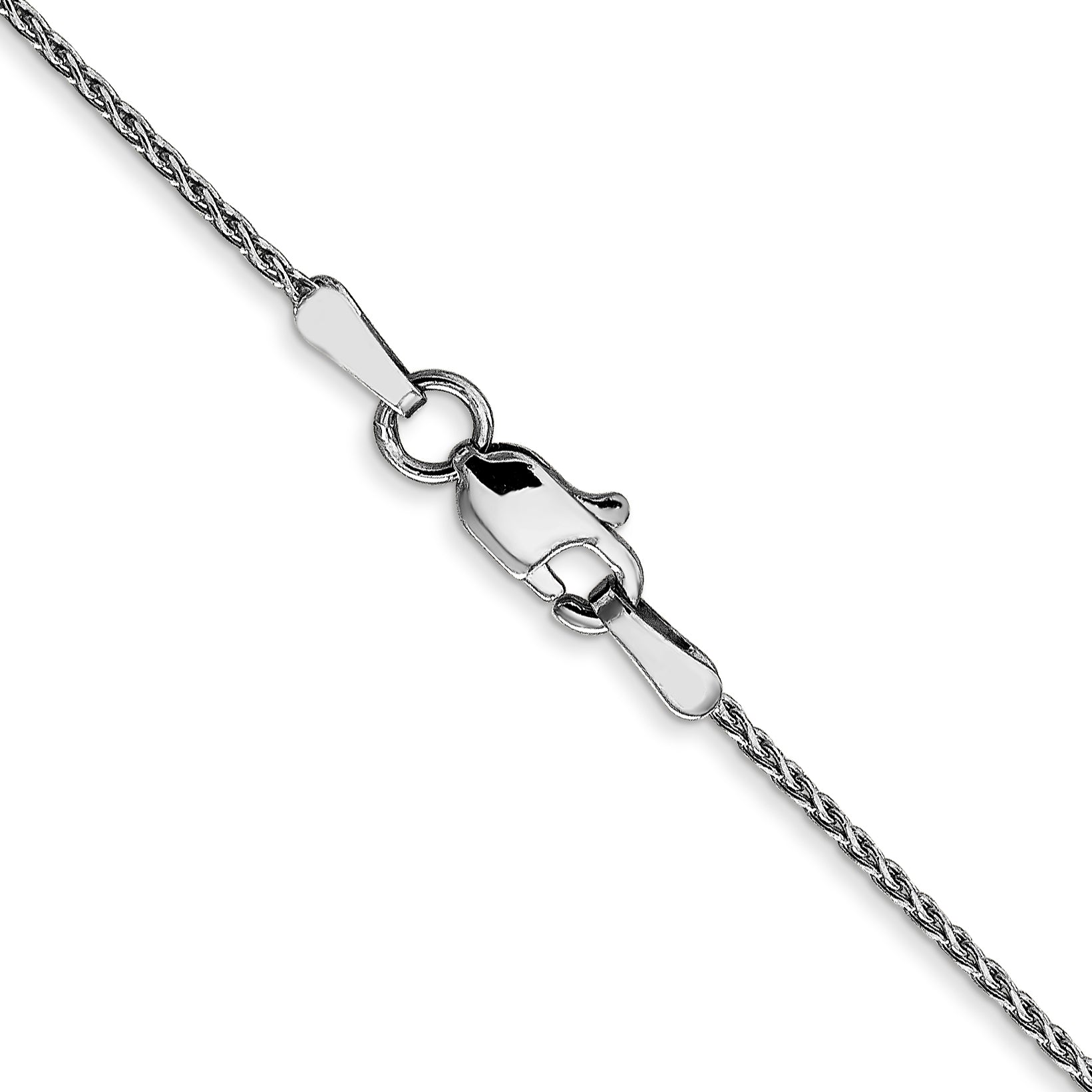 14K White Gold 1mm D/C Round Wheat Chain