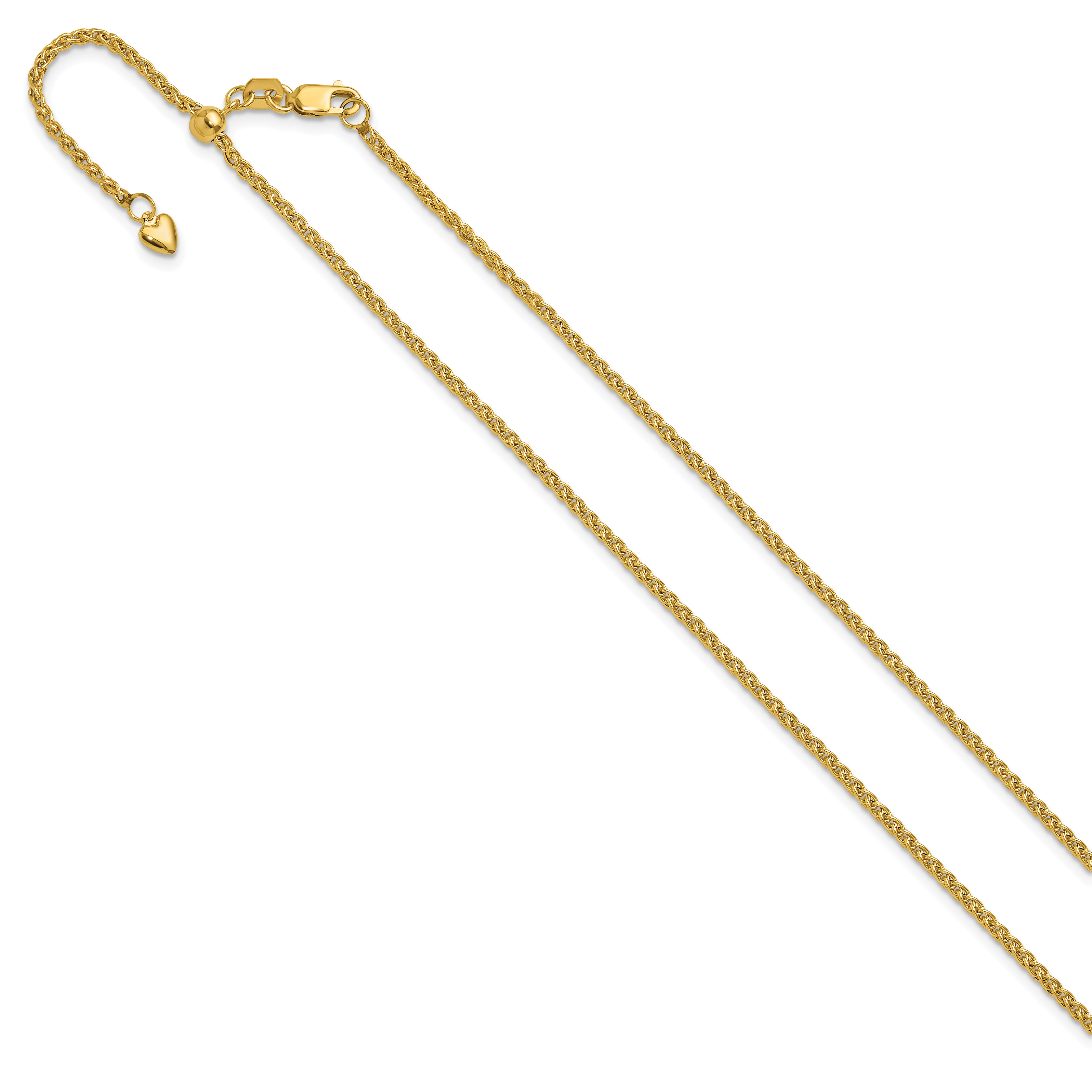 14K Adjustable 1.6mm Semi-solid Spiga Chain