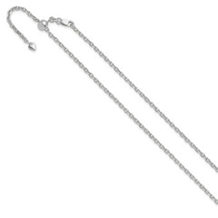 14K White Gold Adjustable 2.5mm Semi-Solid D/C Cable Chain