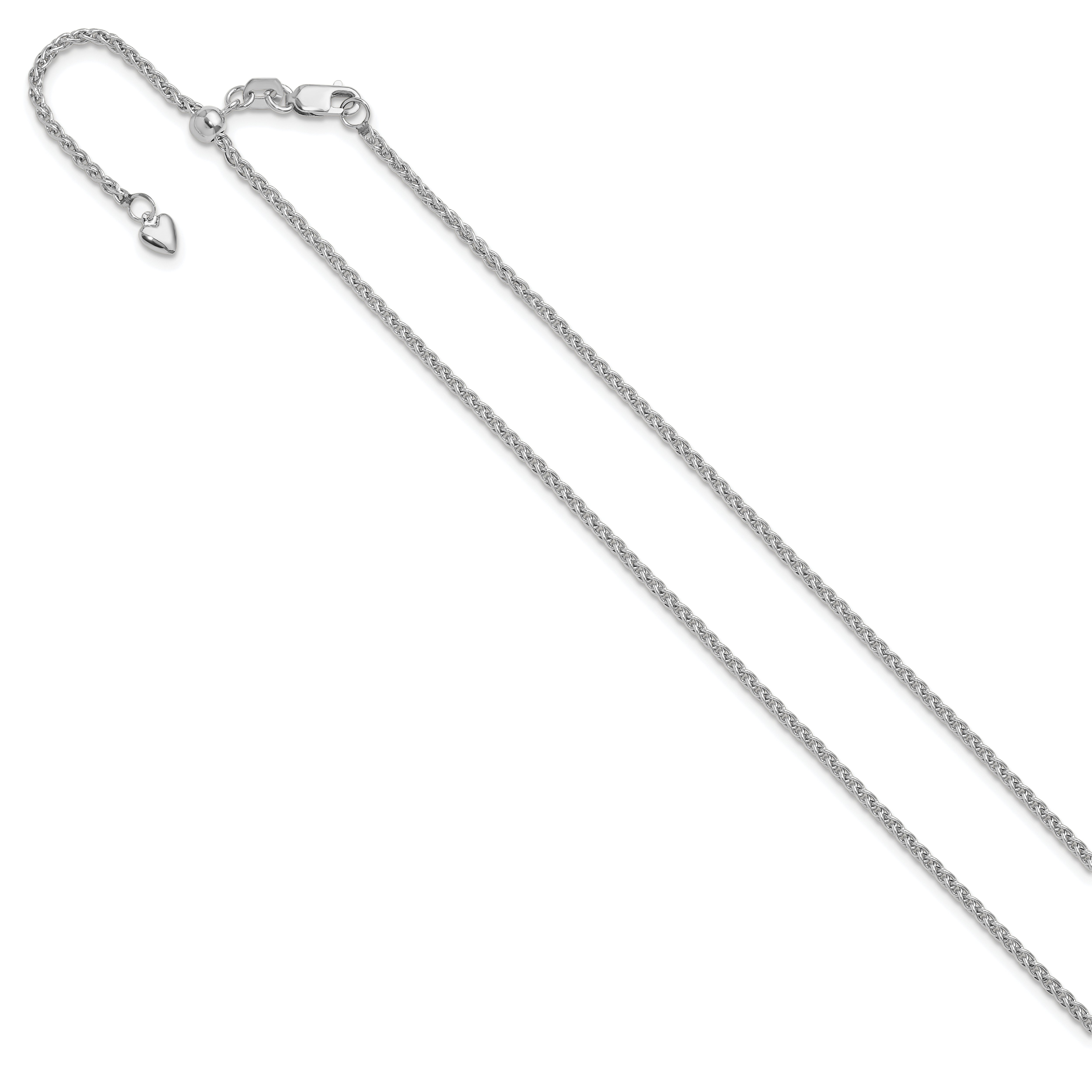 14K White Gold Adjustable 1.6mm Semi-solid Spiga Chain