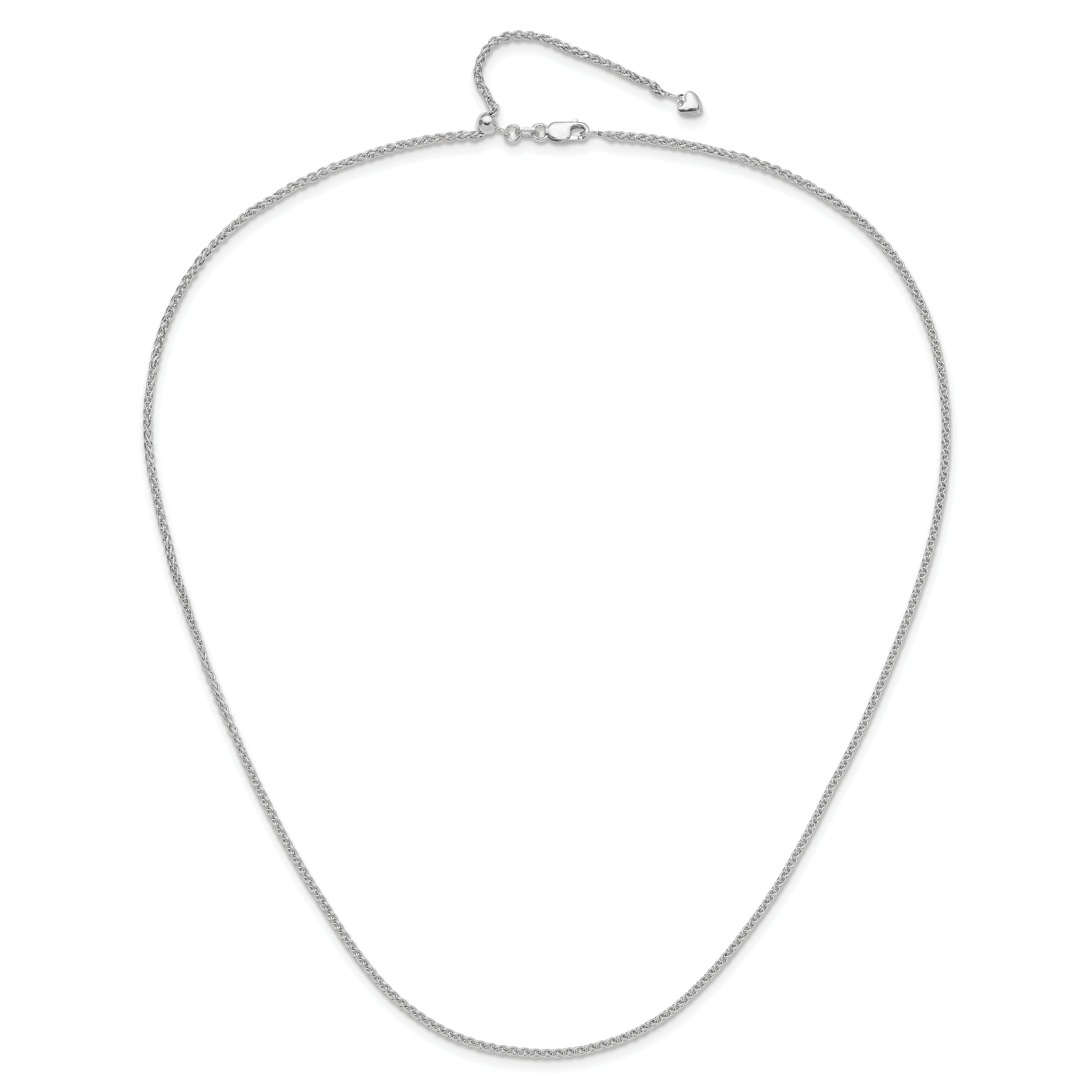 14K White Gold Adjustable 1.6mm Semi-solid Spiga Chain