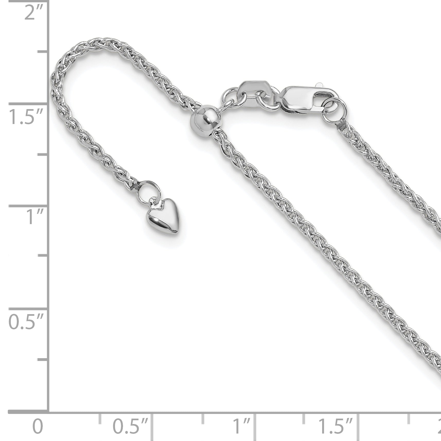 14K White Gold Adjustable 1.6mm Semi-solid Spiga Chain