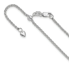 14K White Gold Adjustable 1.6mm Semi-solid Spiga Chain