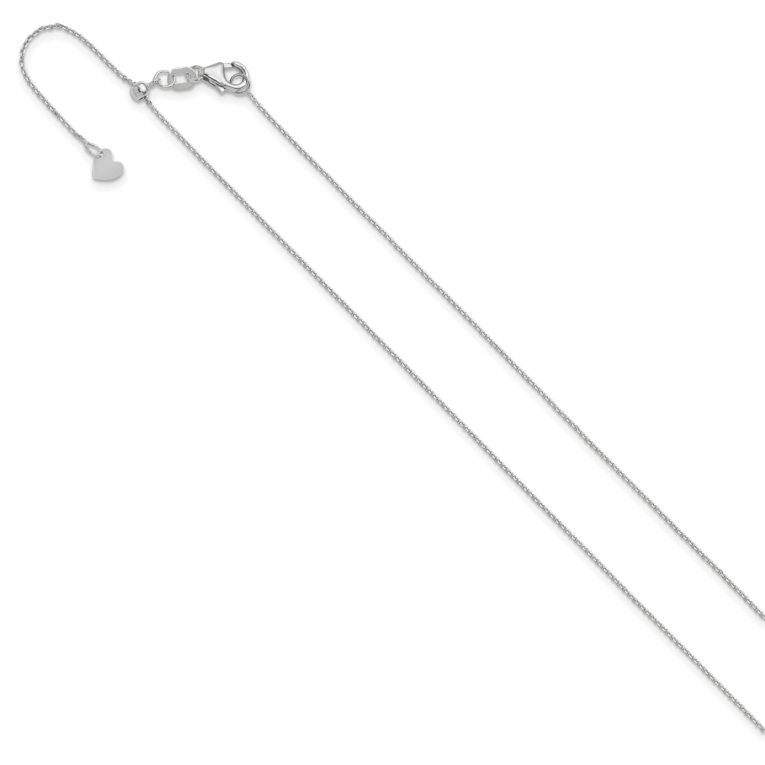 14K White Gold Adjustable  1mm D/C Cable Chain