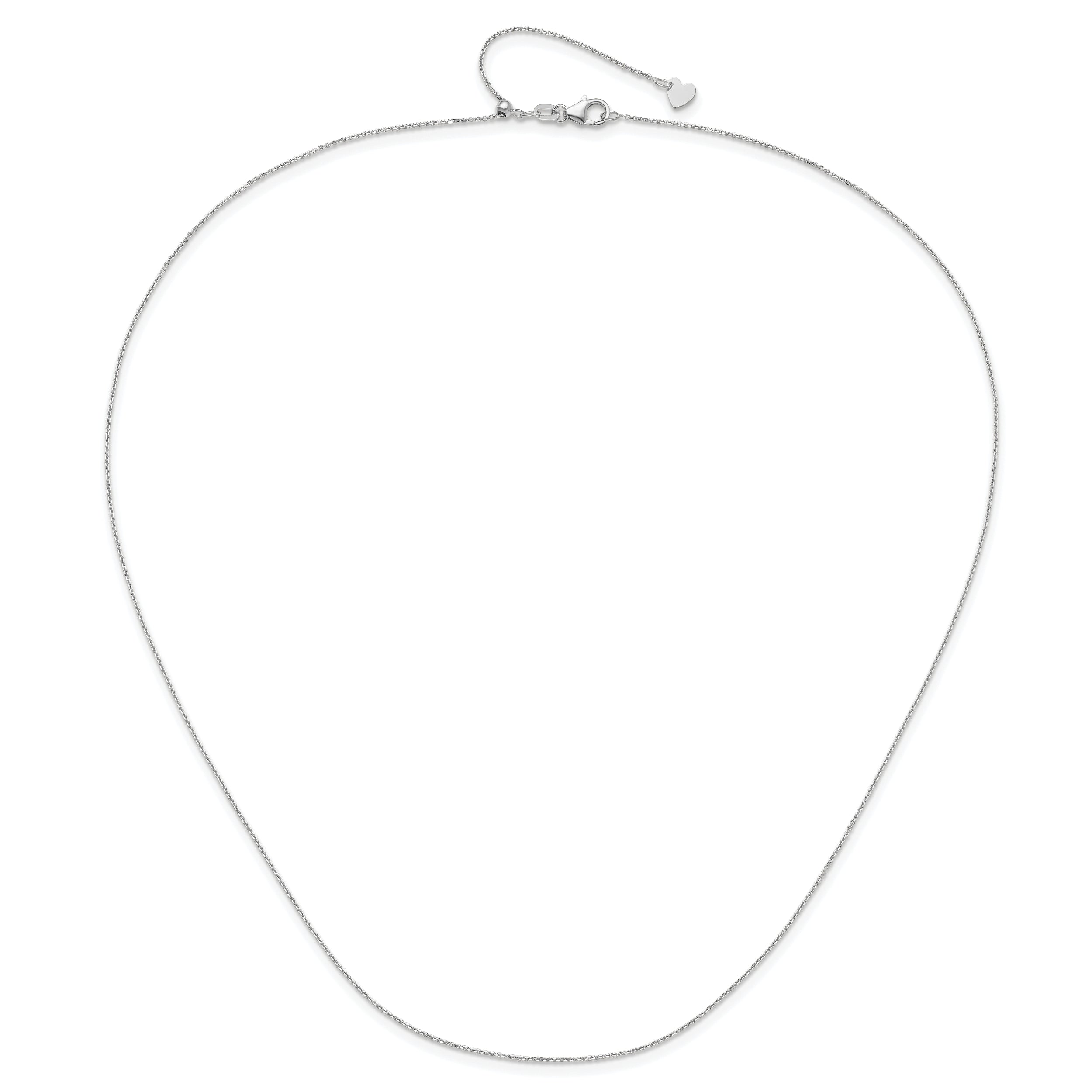 14K White Gold Adjustable  1mm D/C Cable Chain