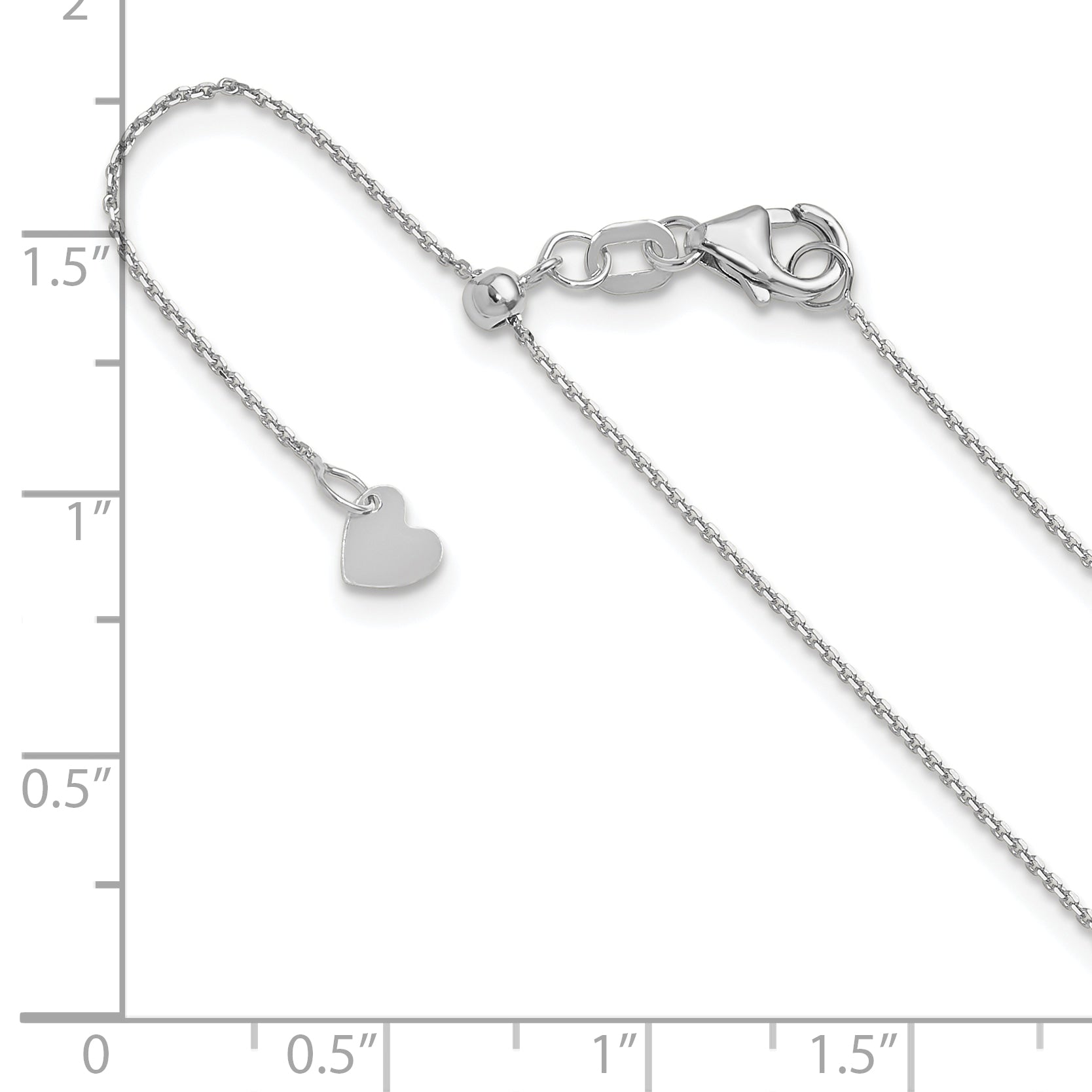 14K White Gold Adjustable  1mm D/C Cable Chain