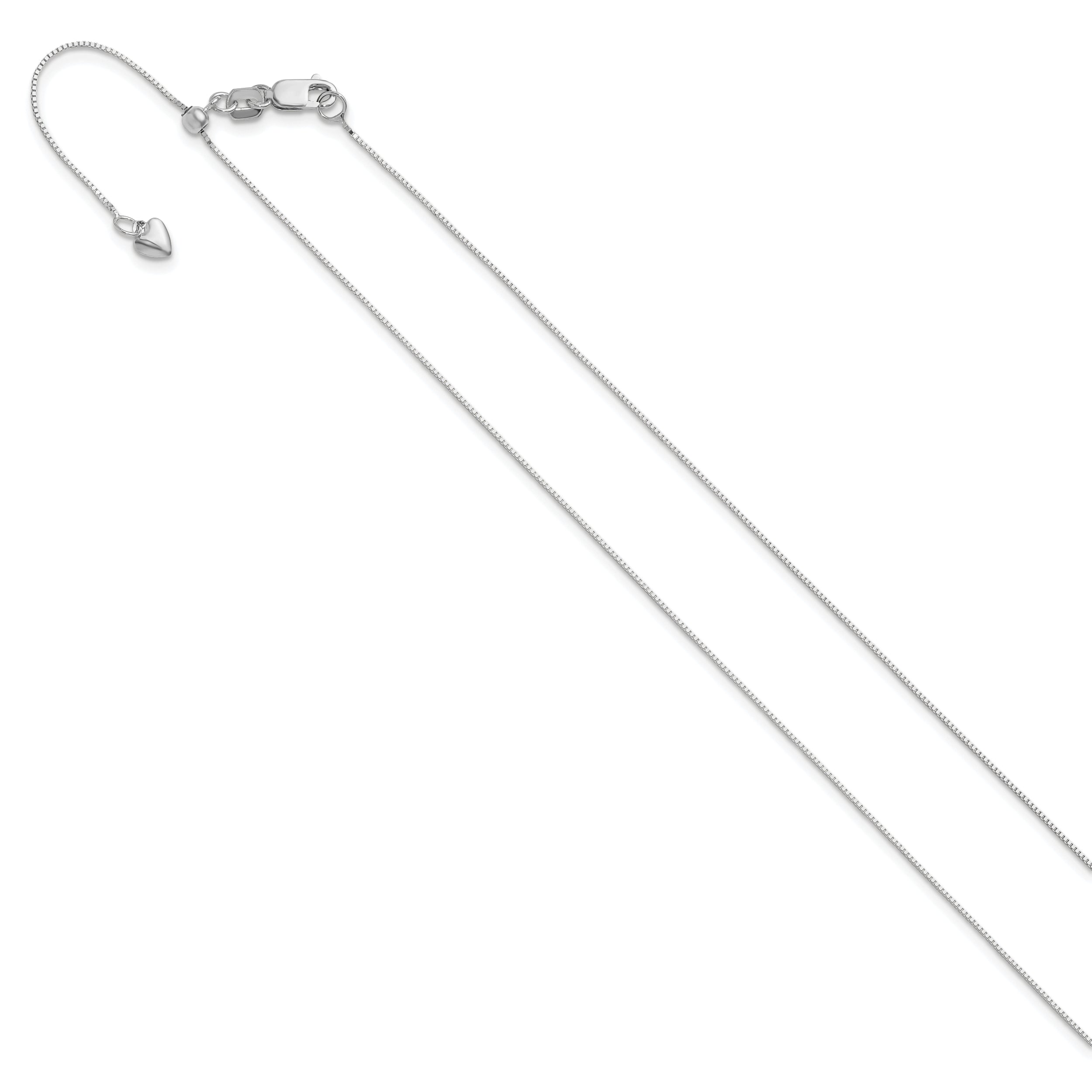 14K White Gold Adjustable .55mm Baby Box Chain