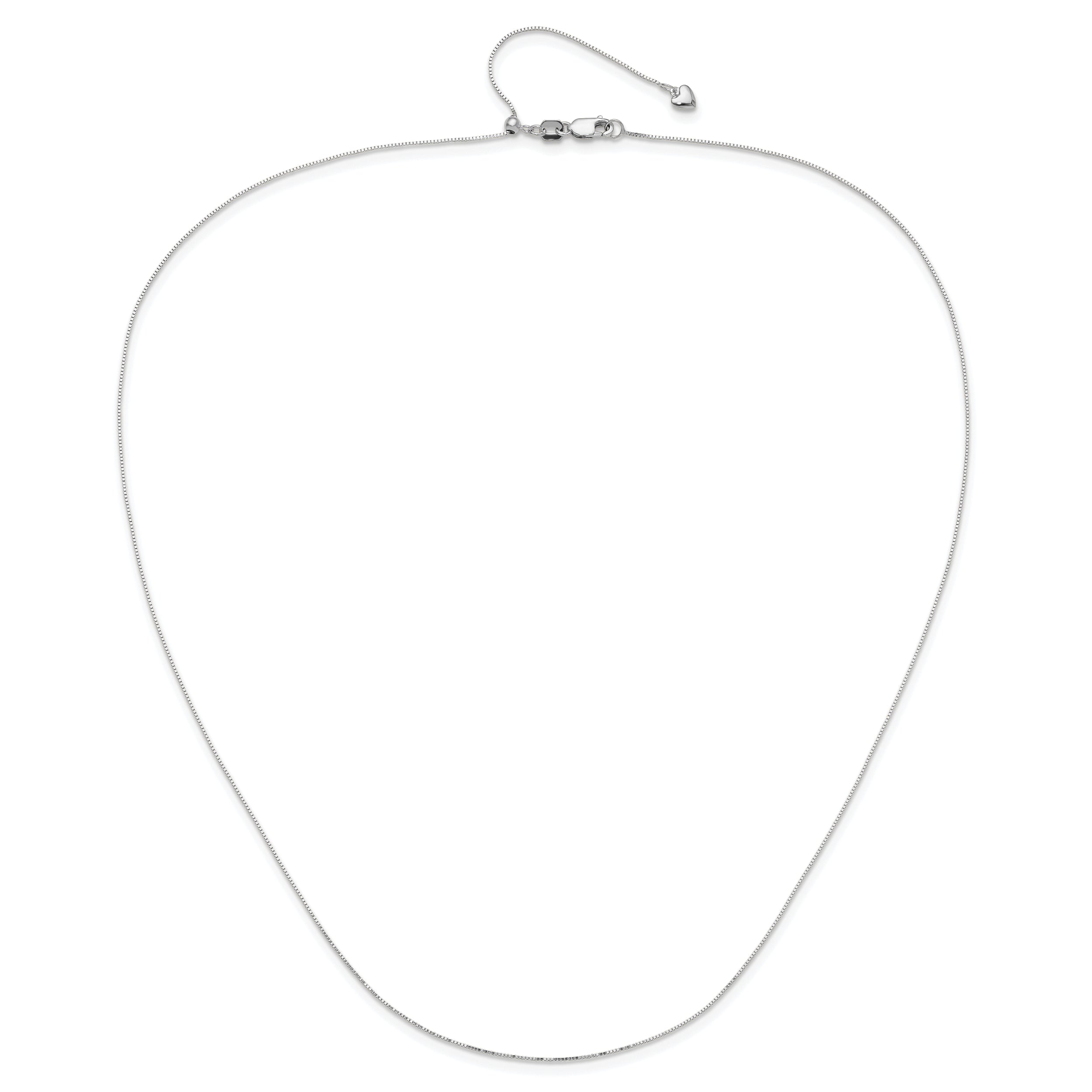 14K White Gold Adjustable .55mm Baby Box Chain