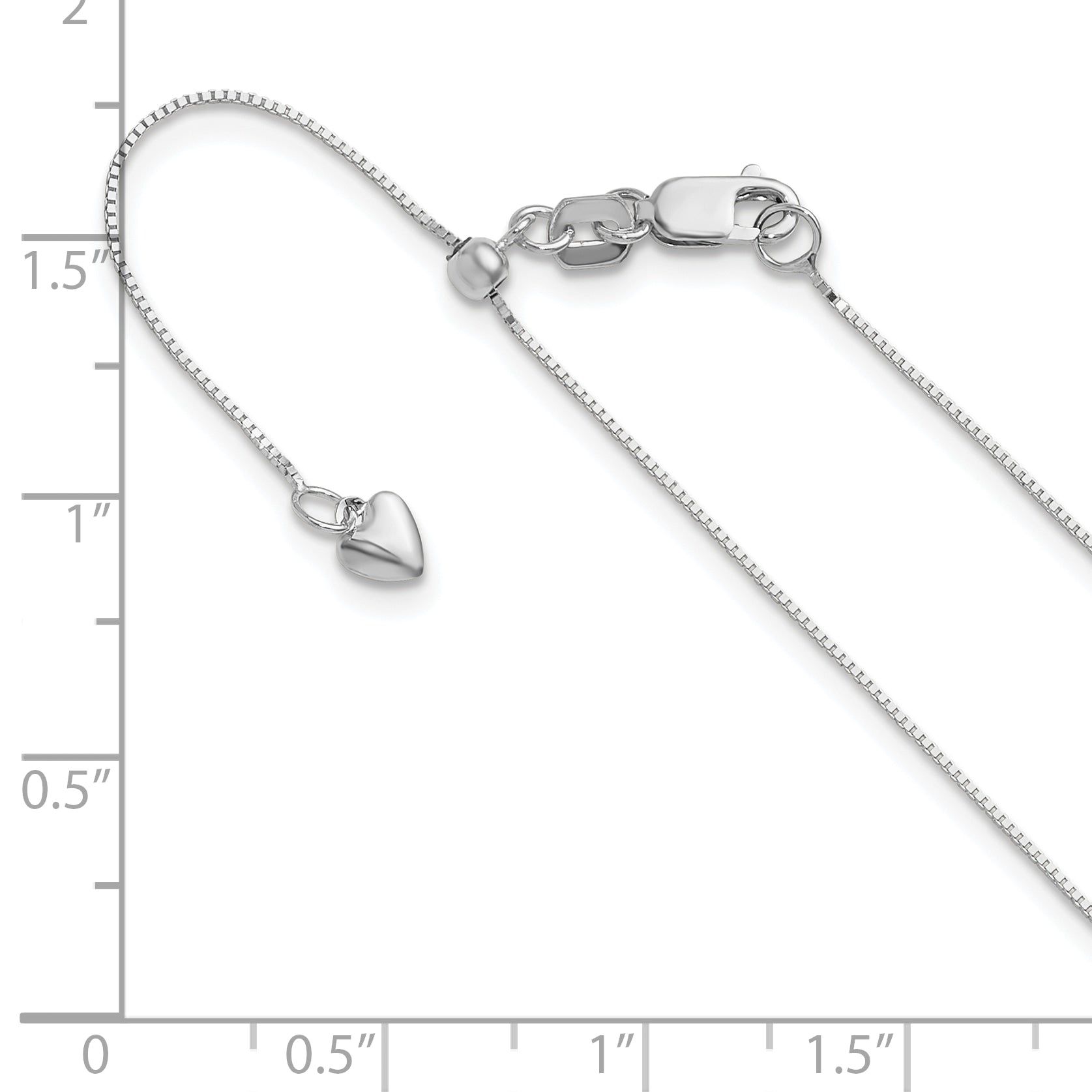 14K White Gold Adjustable .55mm Baby Box Chain