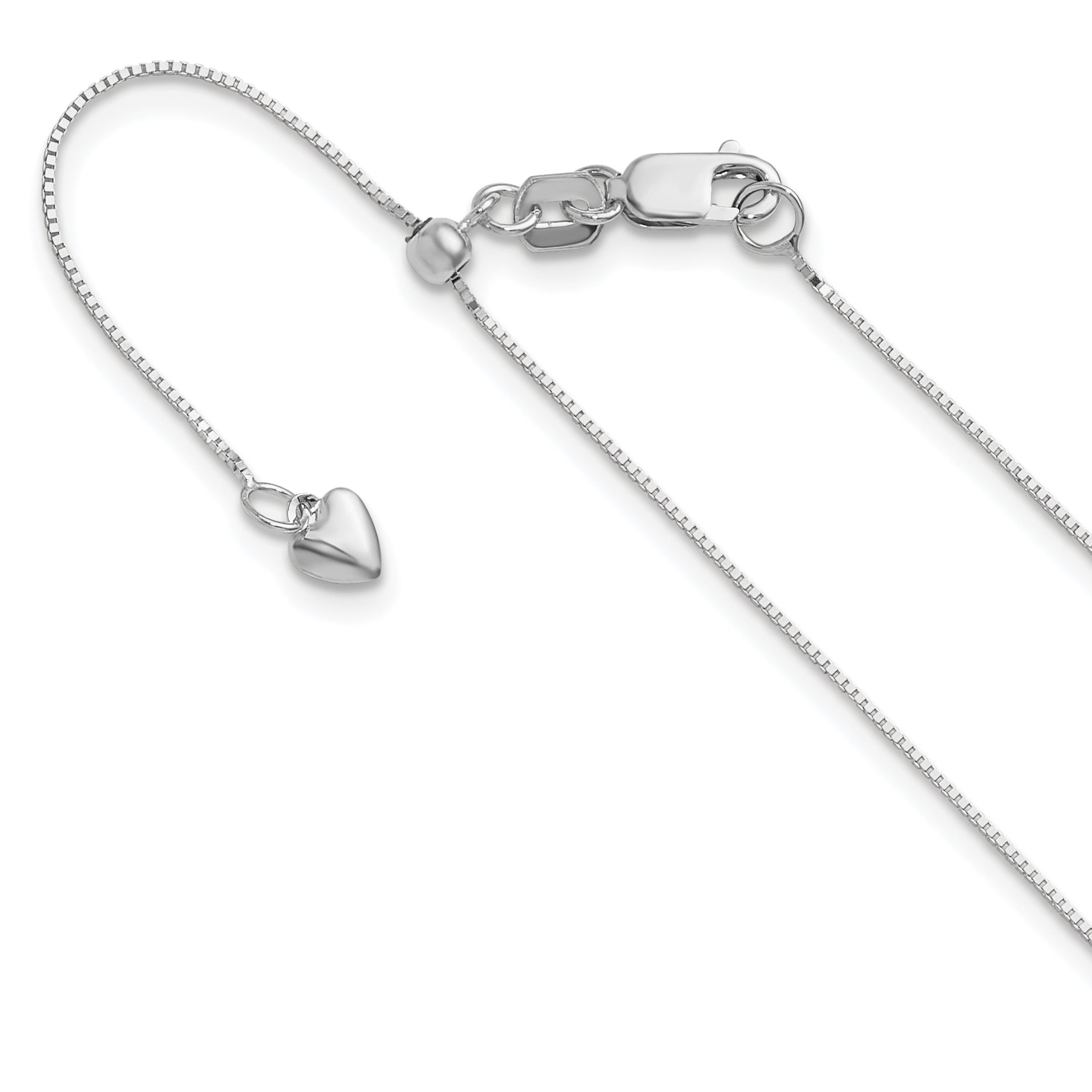 14K White Gold Adjustable .55mm Baby Box Chain