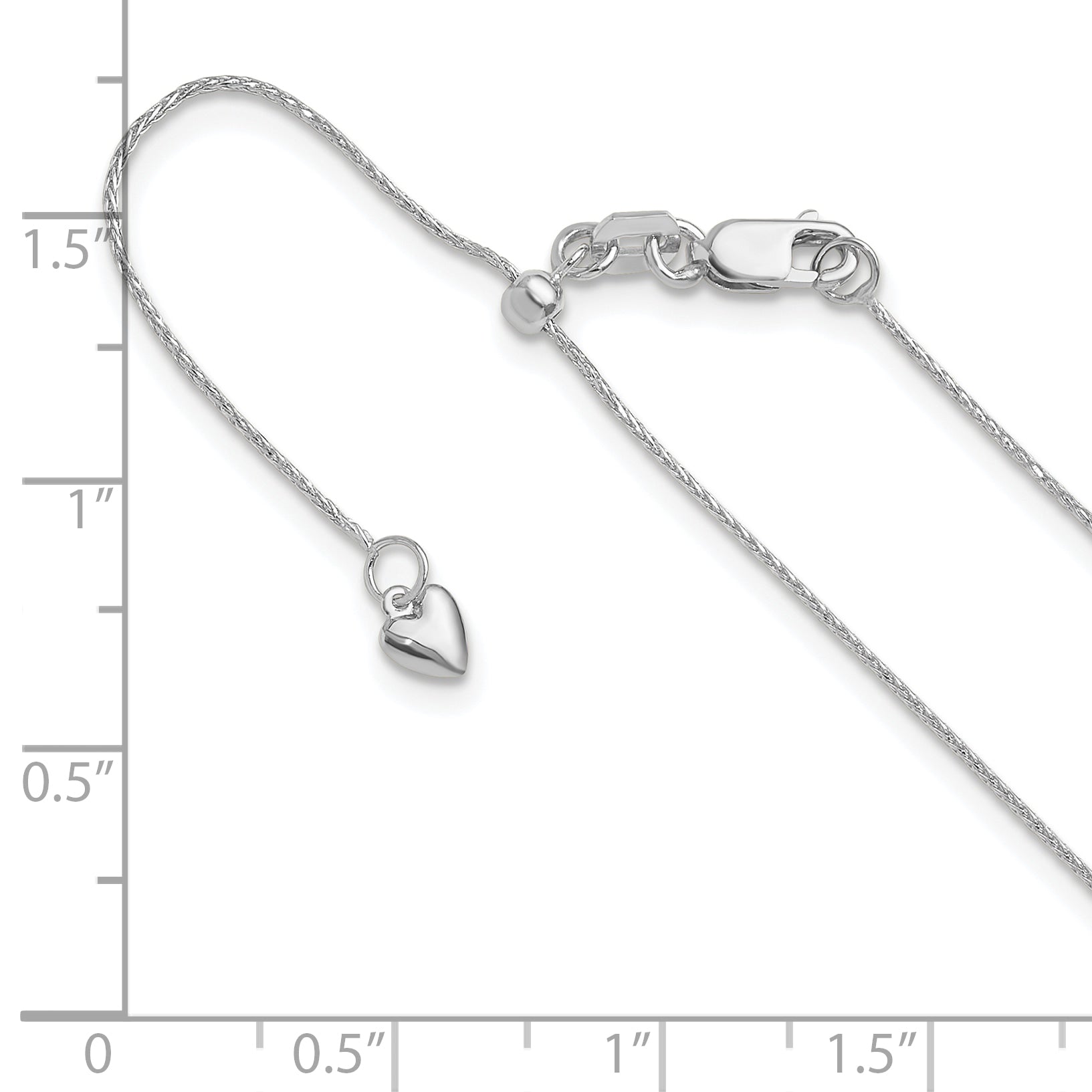 14K White Gold Adjustable .8mm D/C Wheat Chain