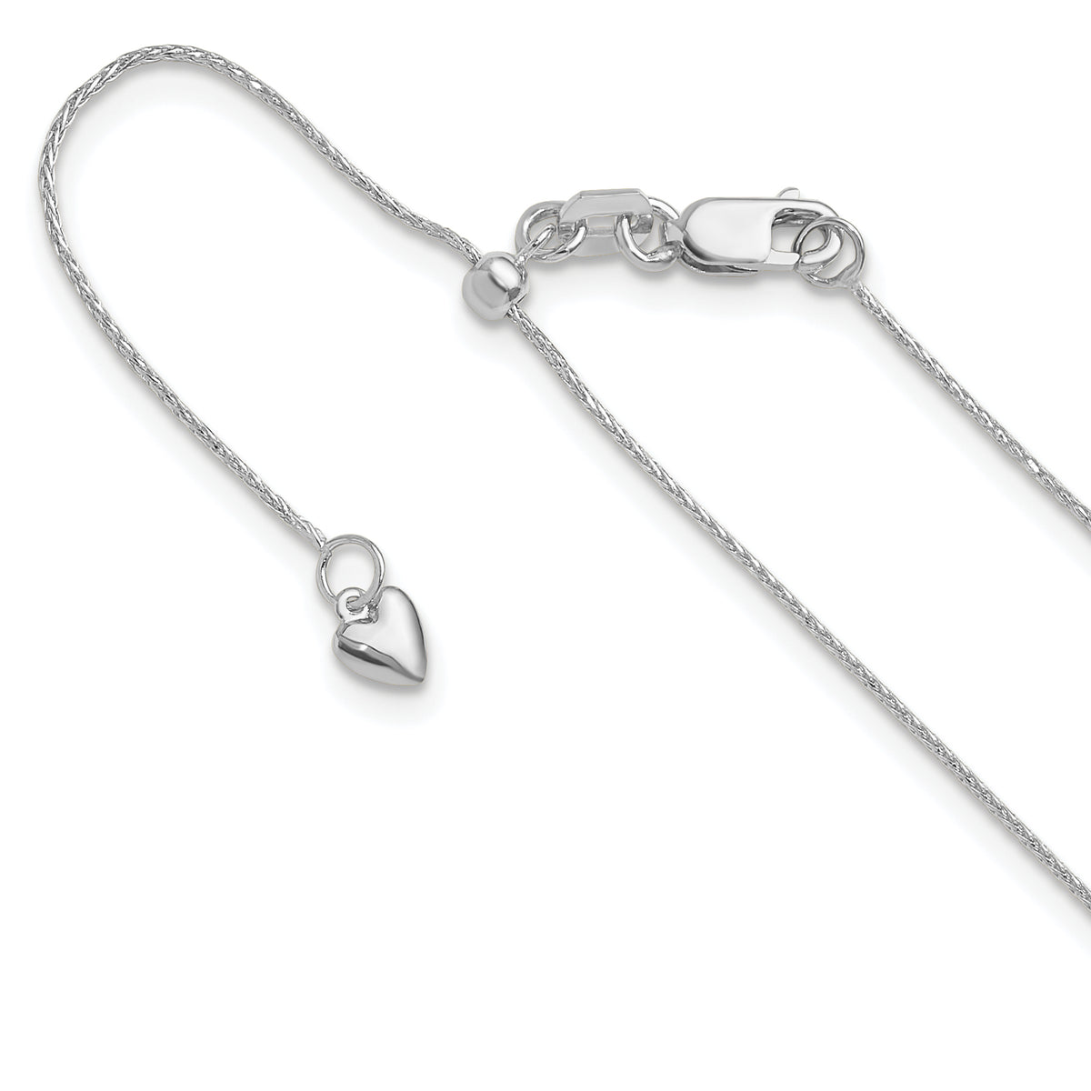 14K White Gold Adjustable .8mm D/C Wheat Chain