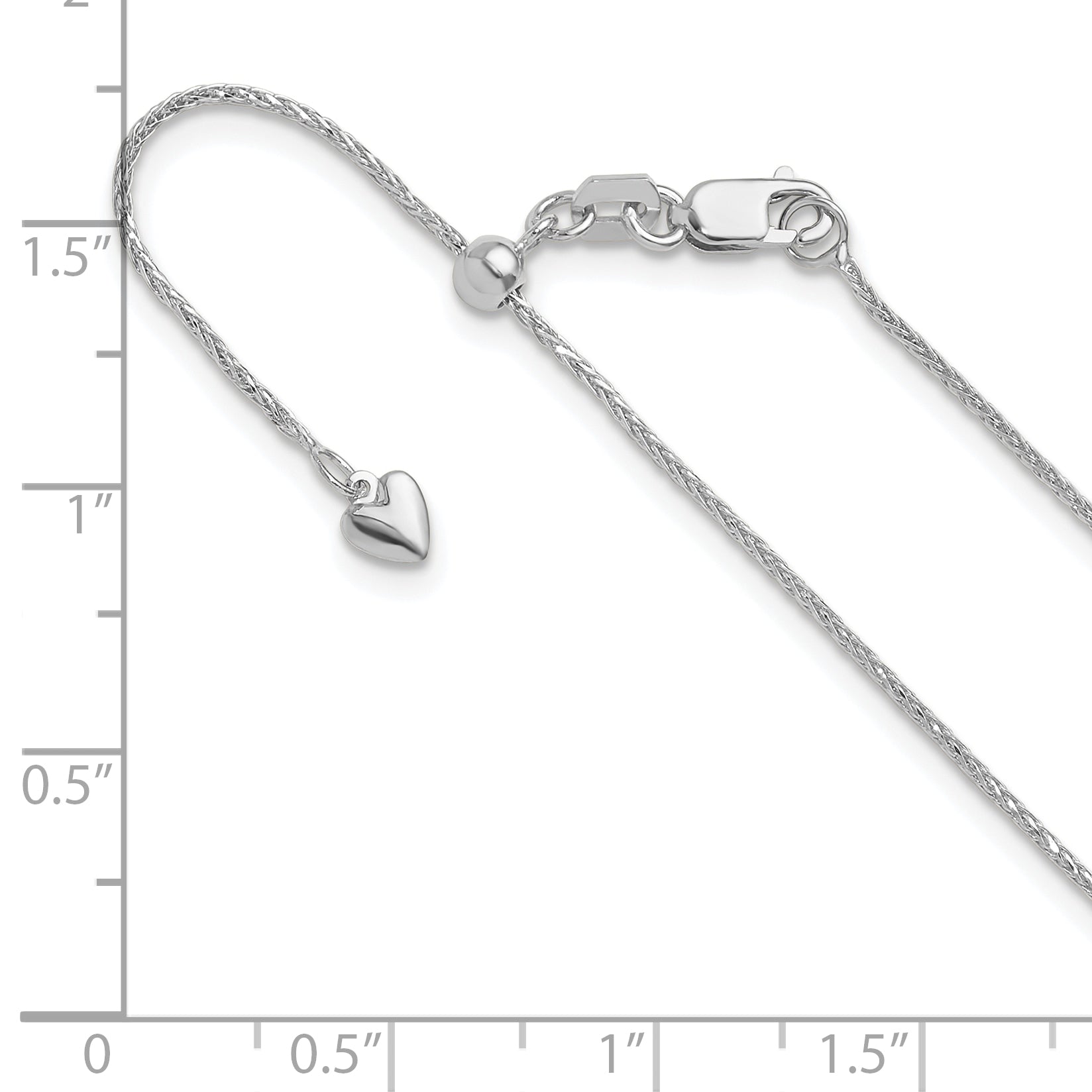 14K White Gold Adjustable .95mm D/C Wheat Chain