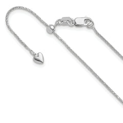 14K White Gold Adjustable .95mm D/C Wheat Chain