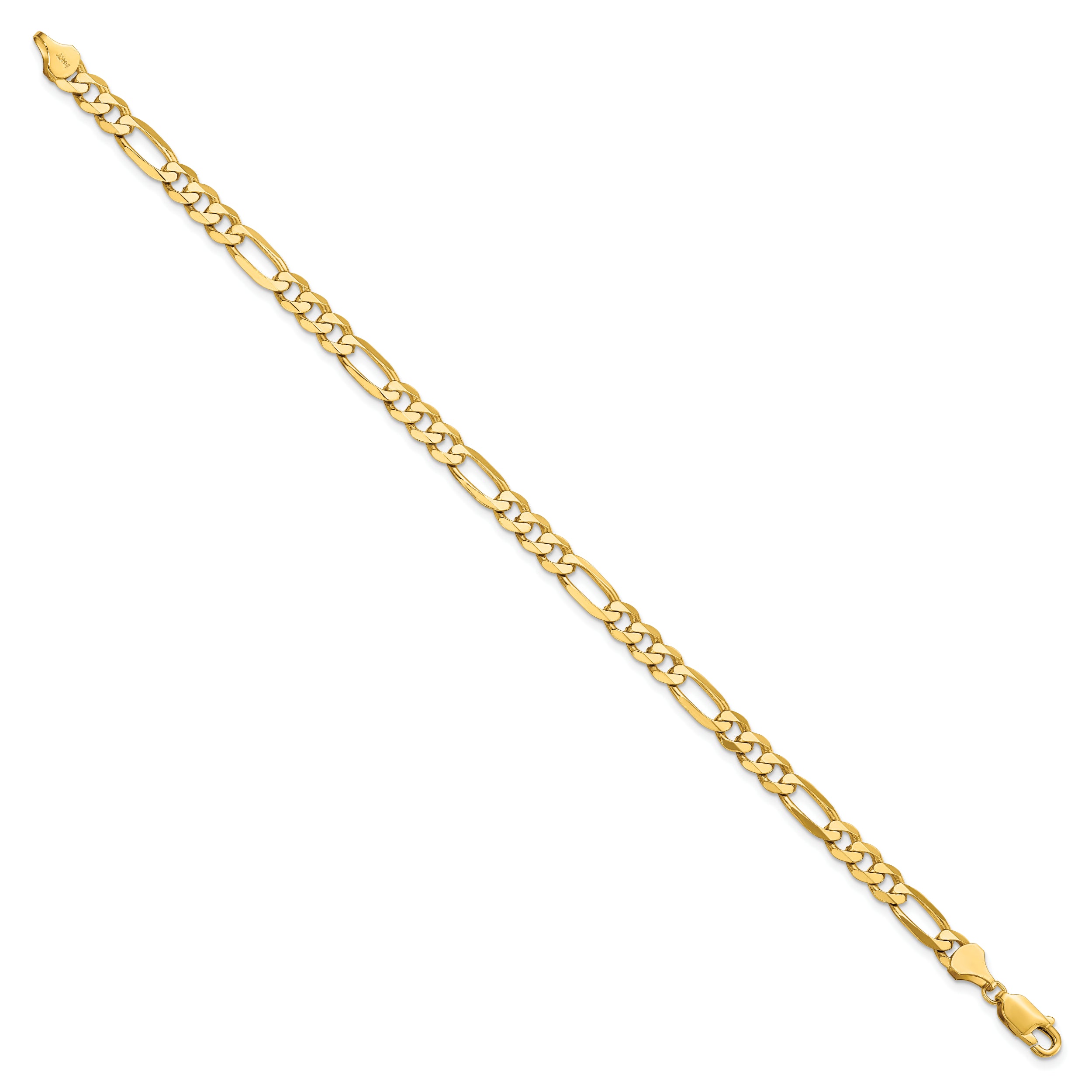 14K 5.25mm Flat Figaro Chain