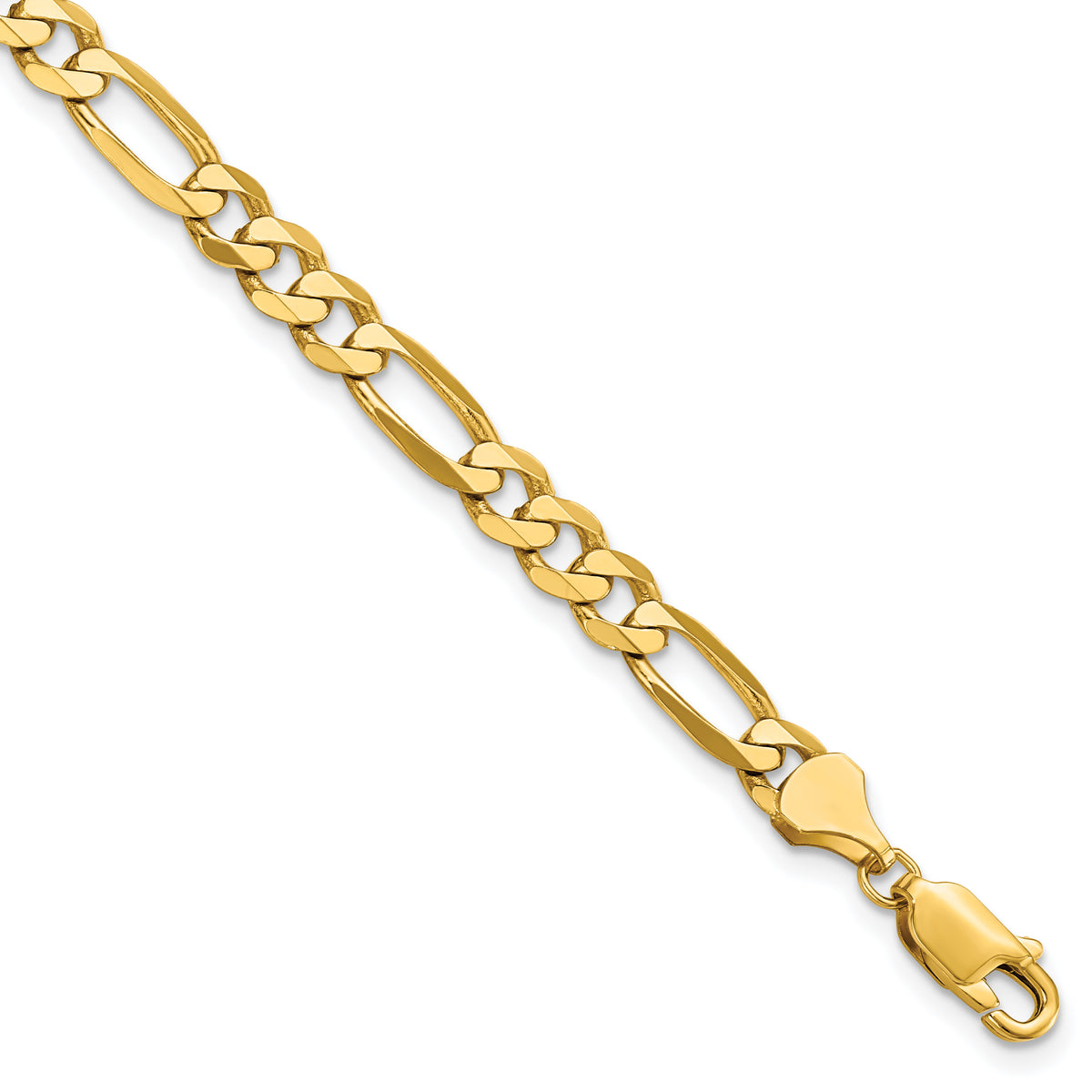 14K 5.25mm Flat Figaro Chain