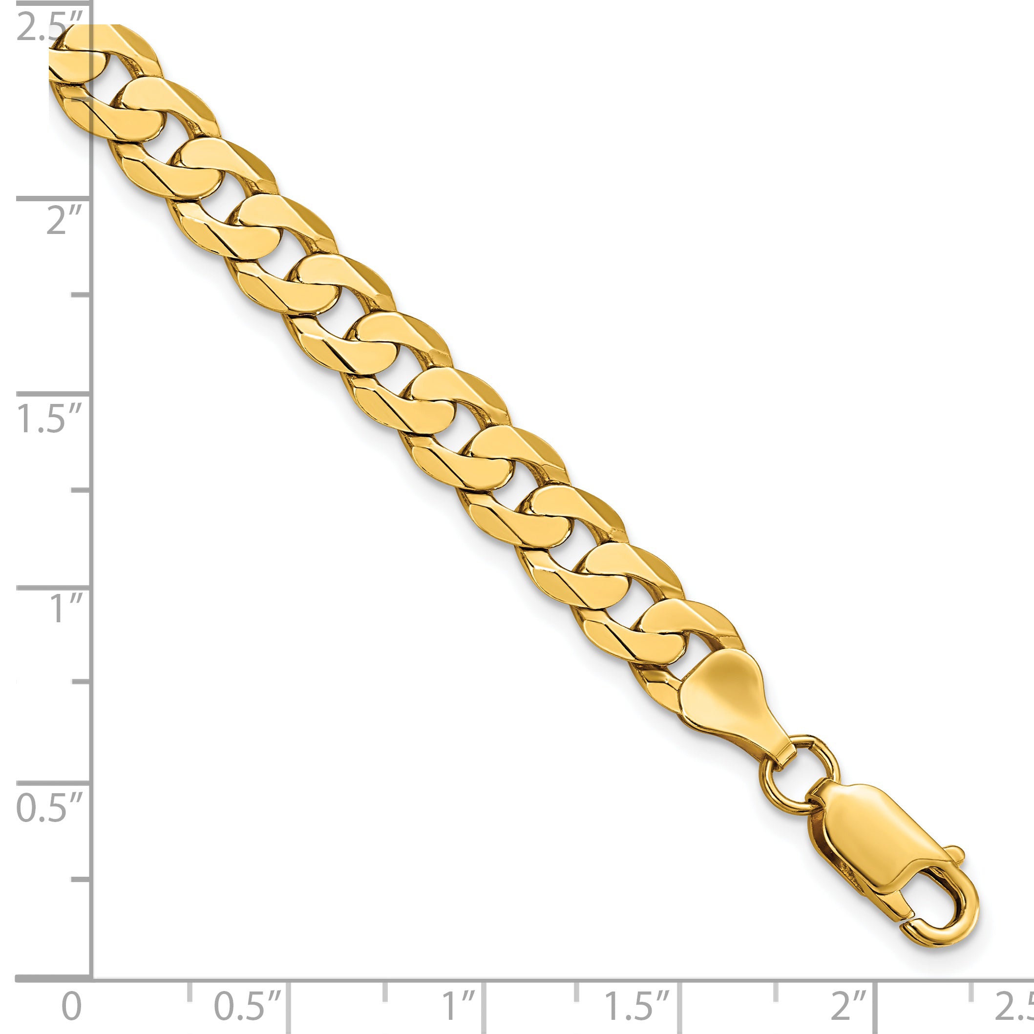 14K 7.25mm Flat Beveled Curb Chain