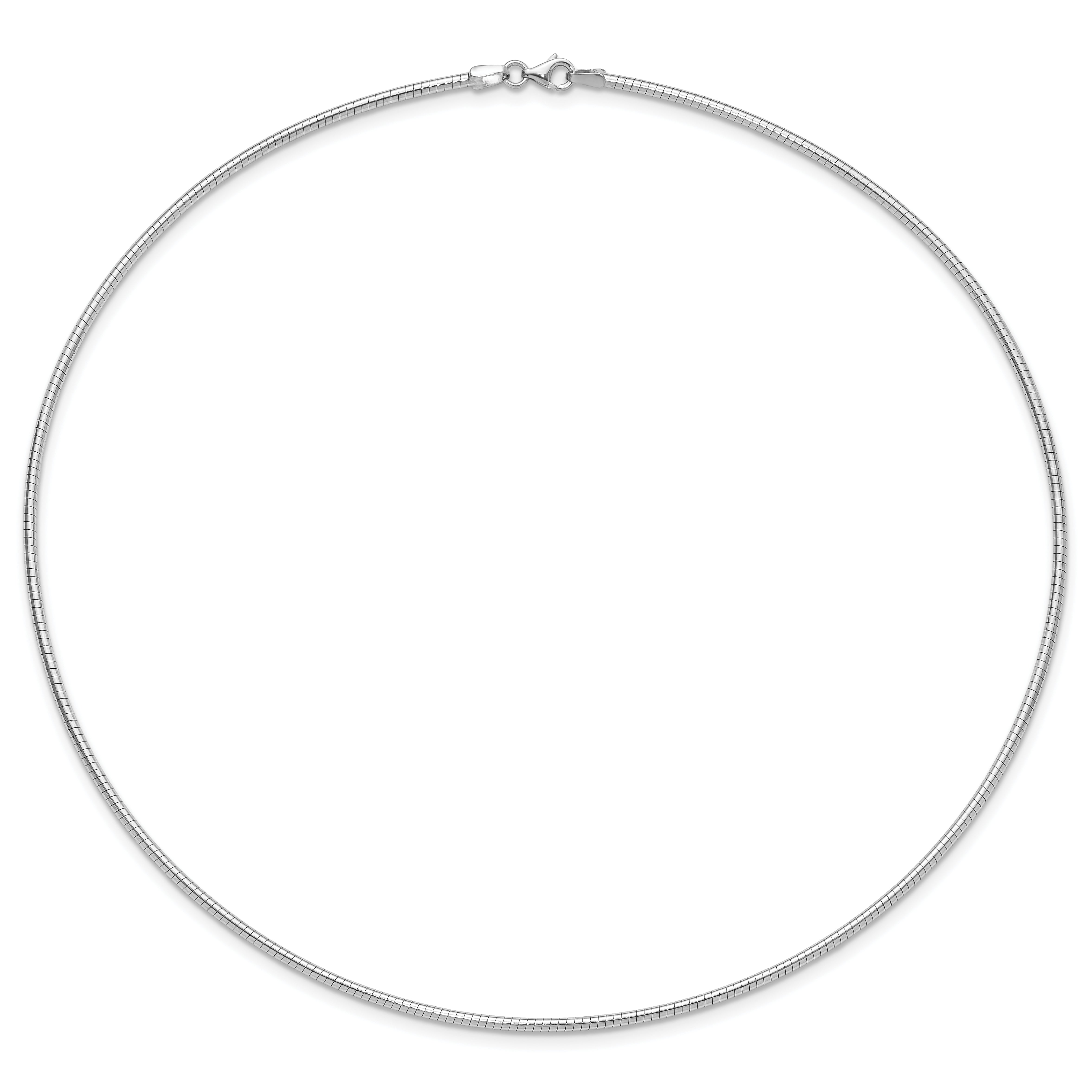 14K White Gold 2mm Round Omega Necklace