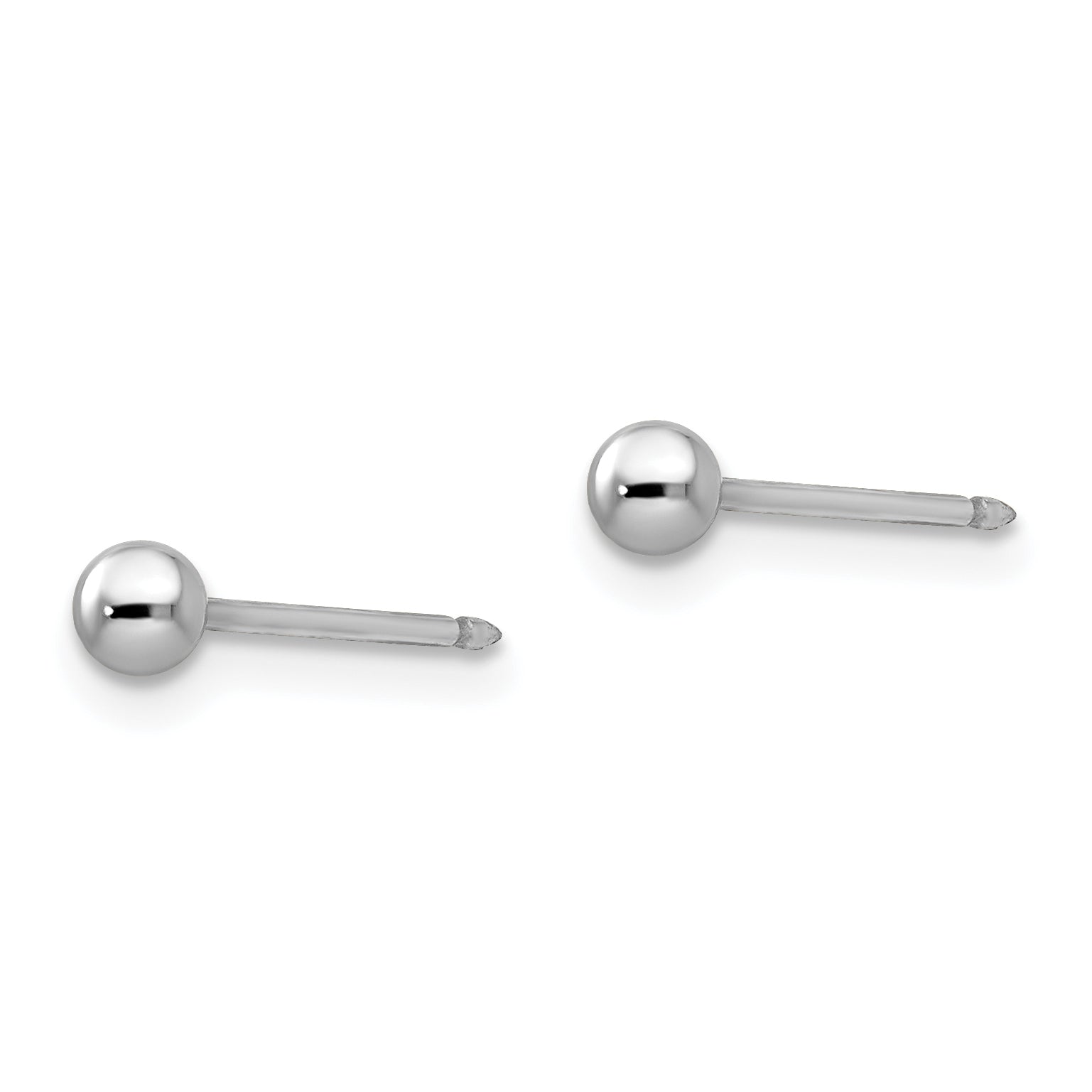 14K White Gold Ball Post Earrings with Rhodium Plating  Elegant and Lightweight