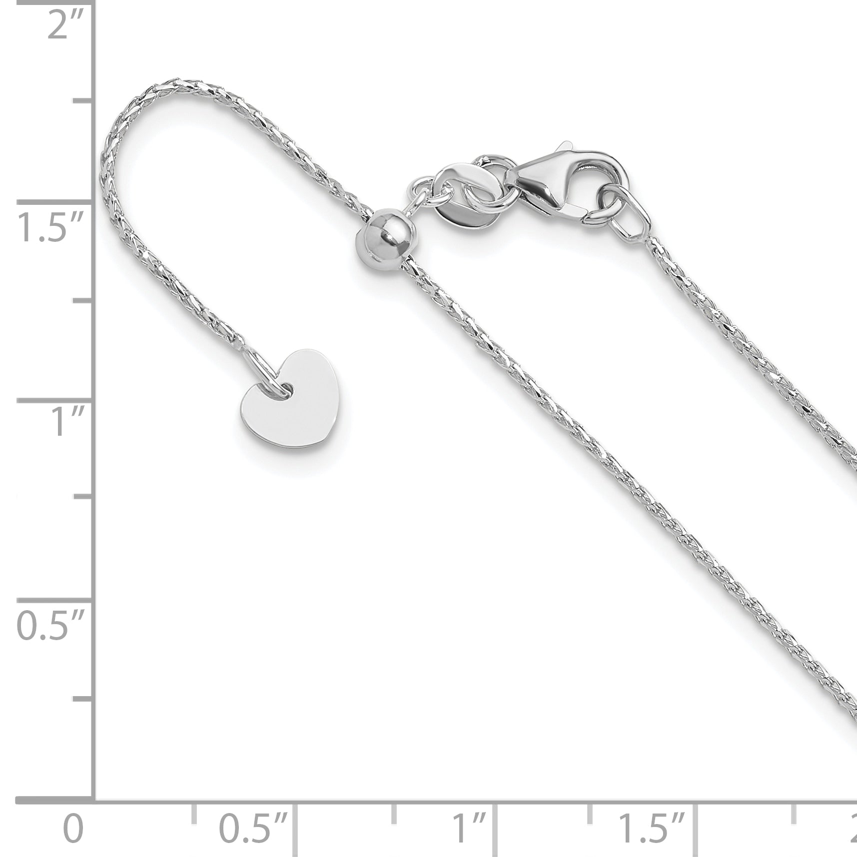 14K White Gold Adjustable 1mm D/C Open Franco Chain