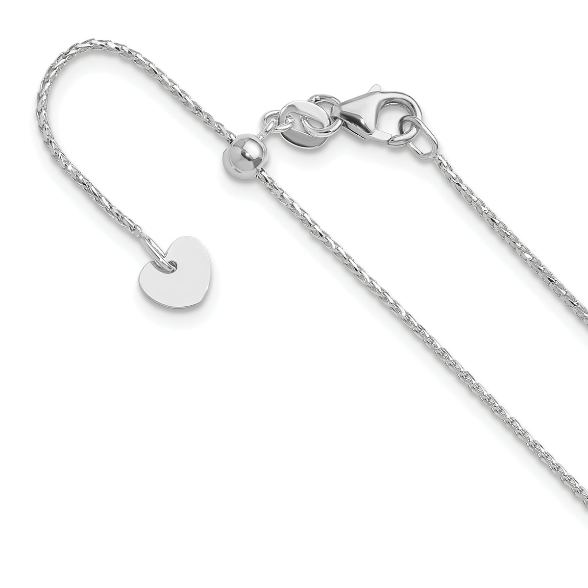 14K White Gold Adjustable 1mm D/C Open Franco Chain