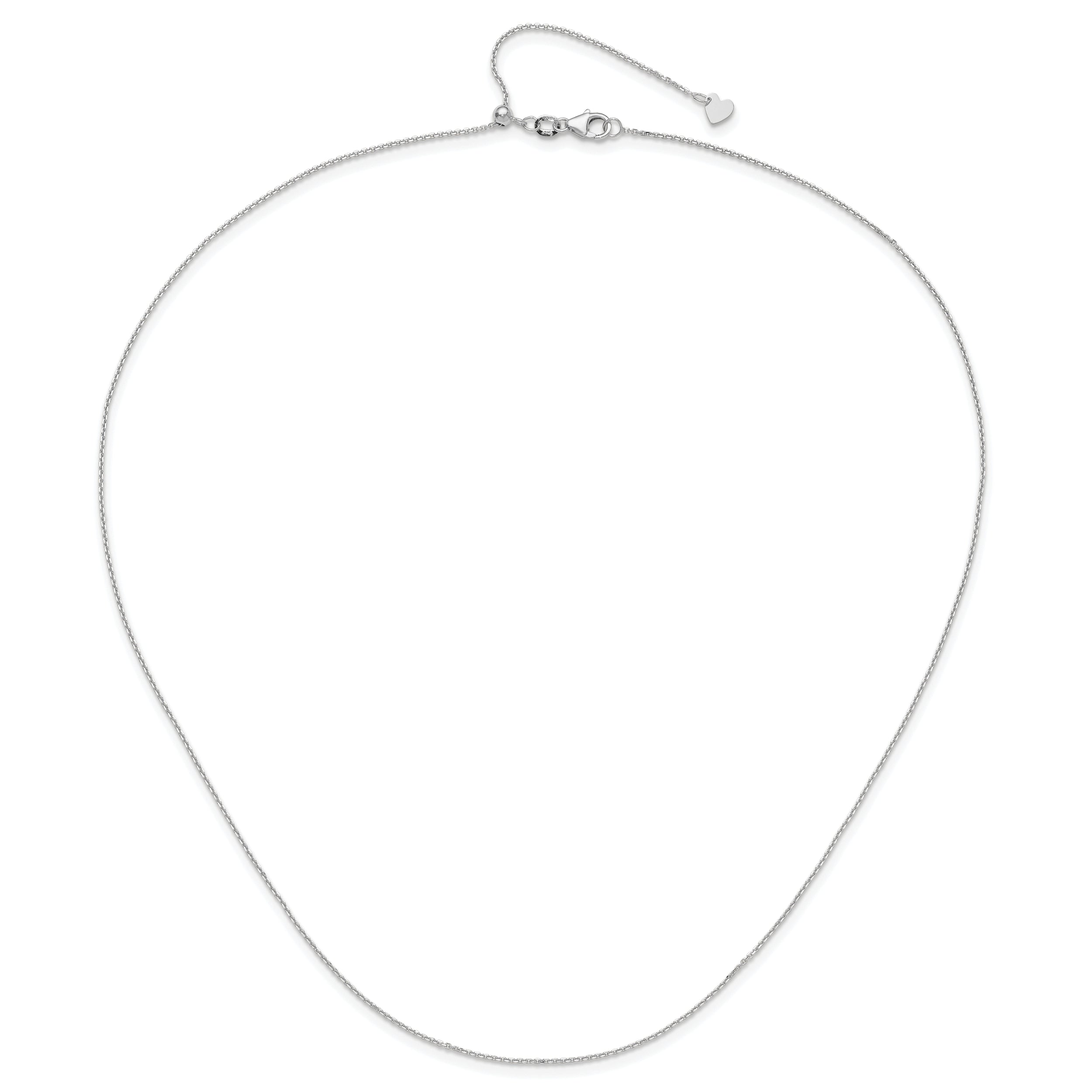 14K White Gold Adjustable  1.1mm D/C Cable Chain