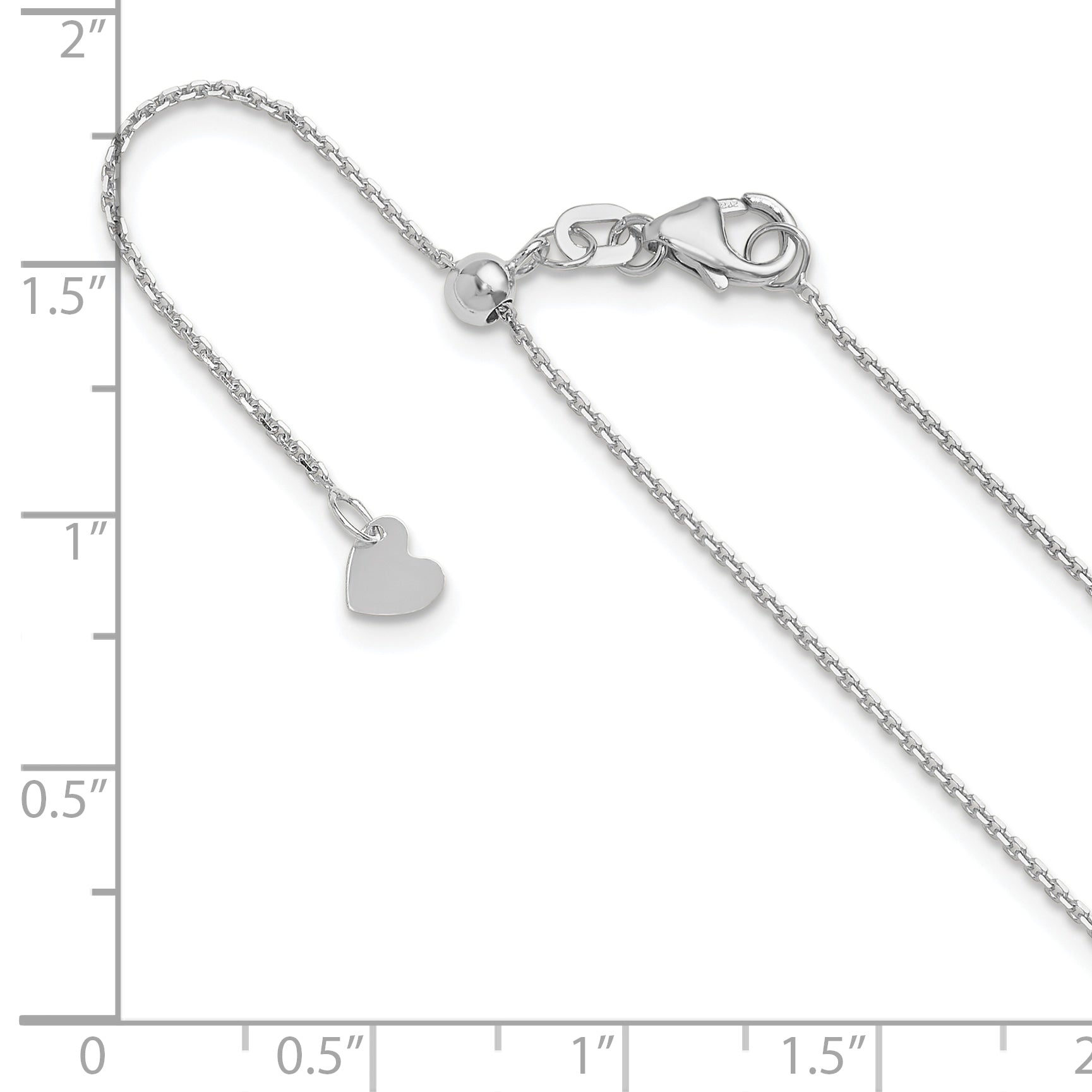 14K White Gold Adjustable  1.1mm D/C Cable Chain