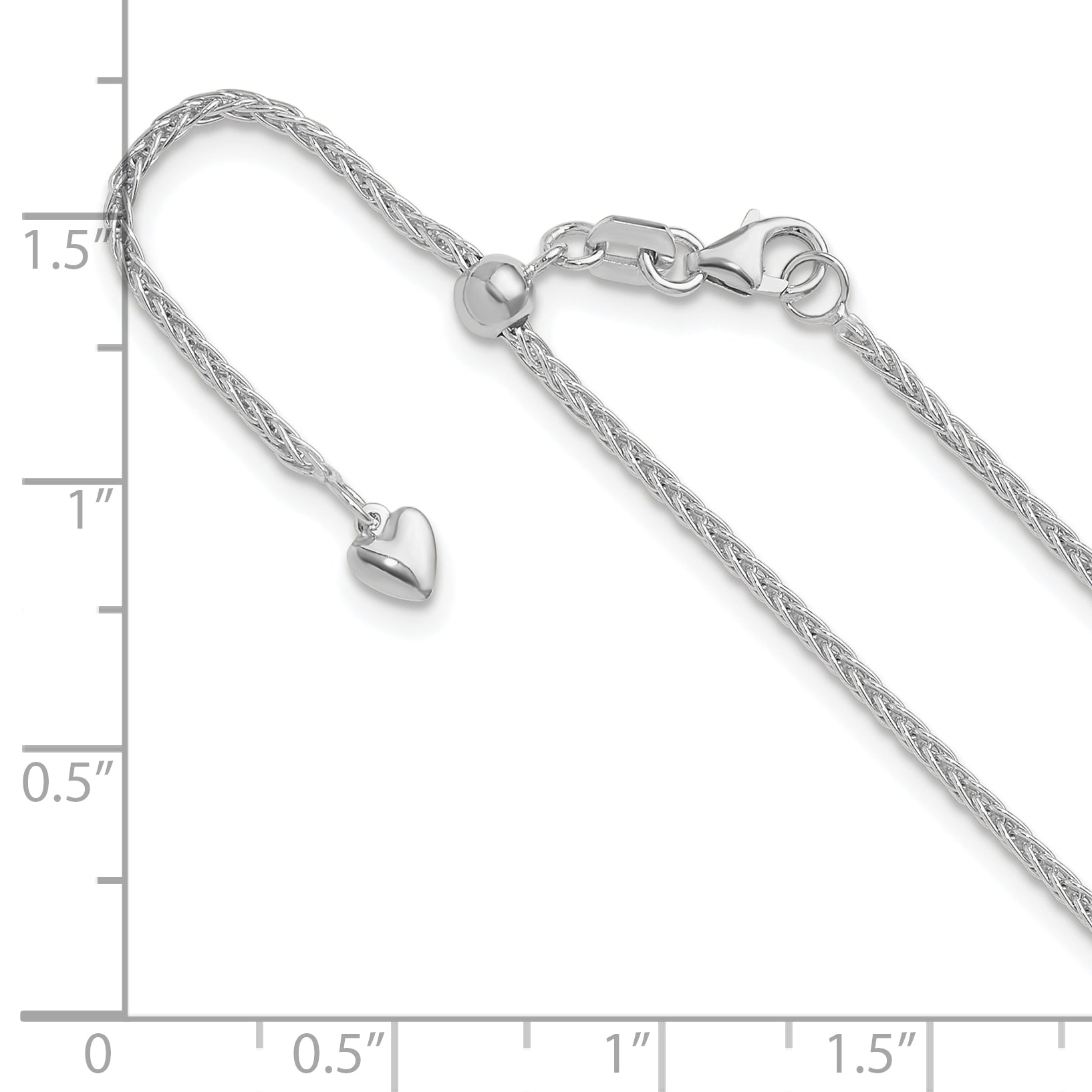 14K White Gold Adjustable 1.5mm Wheat Chain