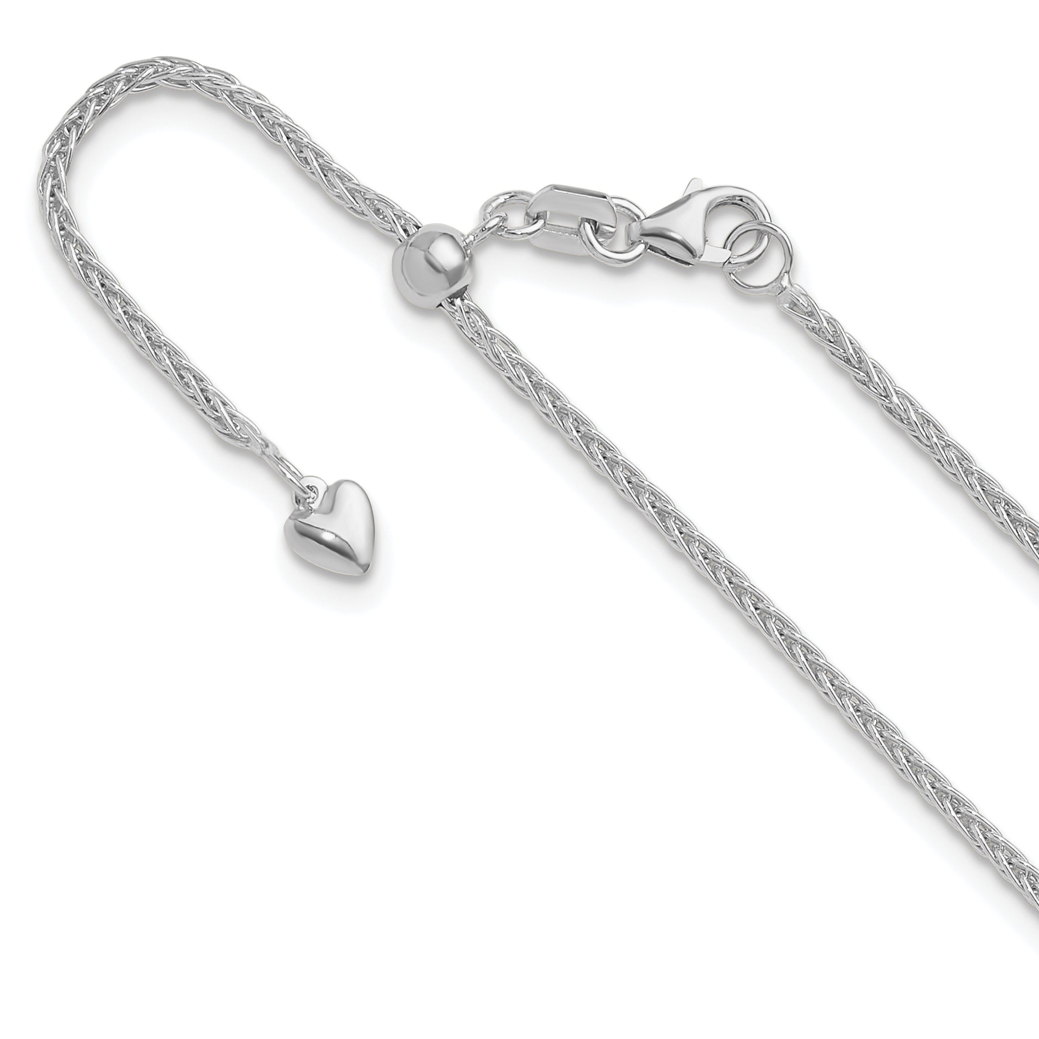 14K White Gold Adjustable 1.5mm Wheat Chain