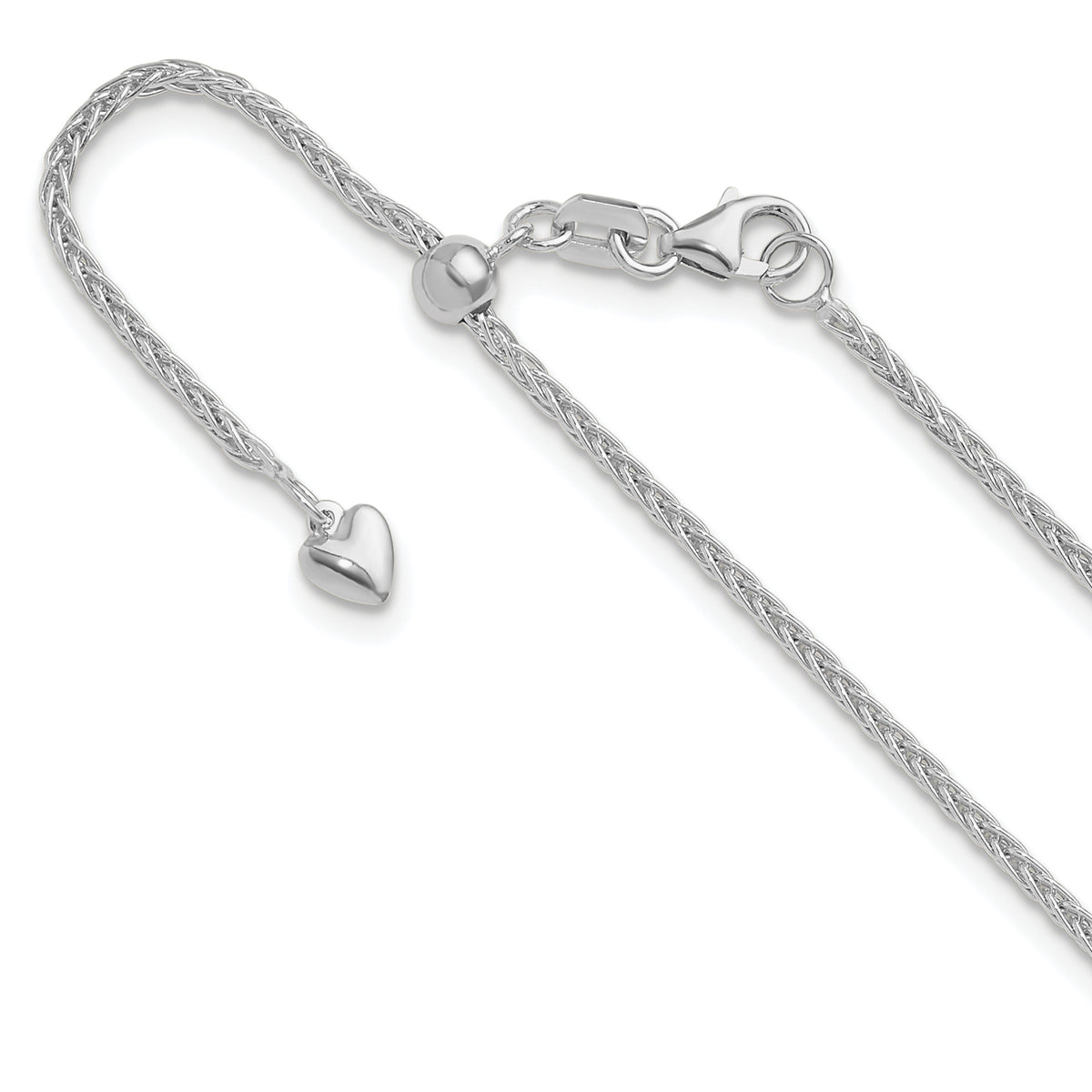 14K White Gold Adjustable 1.5mm Wheat Chain