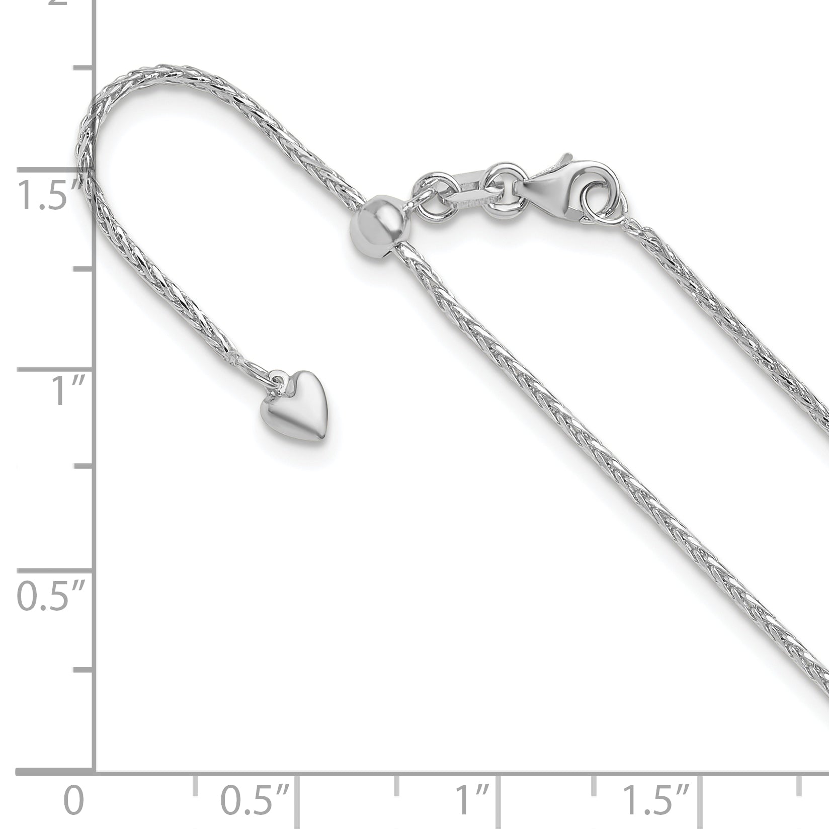 14K White Gold Adjustable 1.3mm D/C Wheat Chain