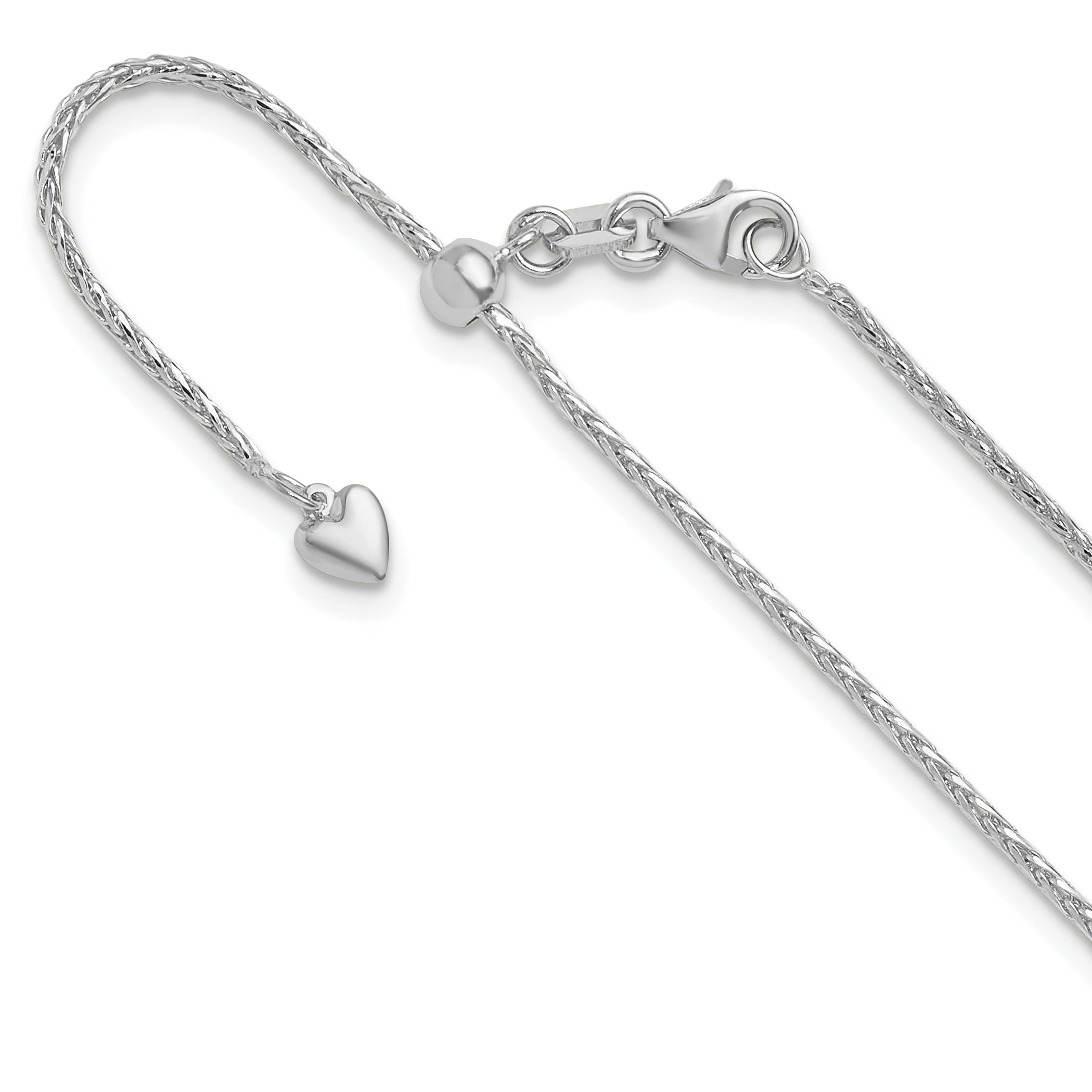 14K White Gold Adjustable 1.3mm D/C Wheat Chain