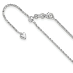 14K White Gold Adjustable 1.3mm D/C Wheat Chain