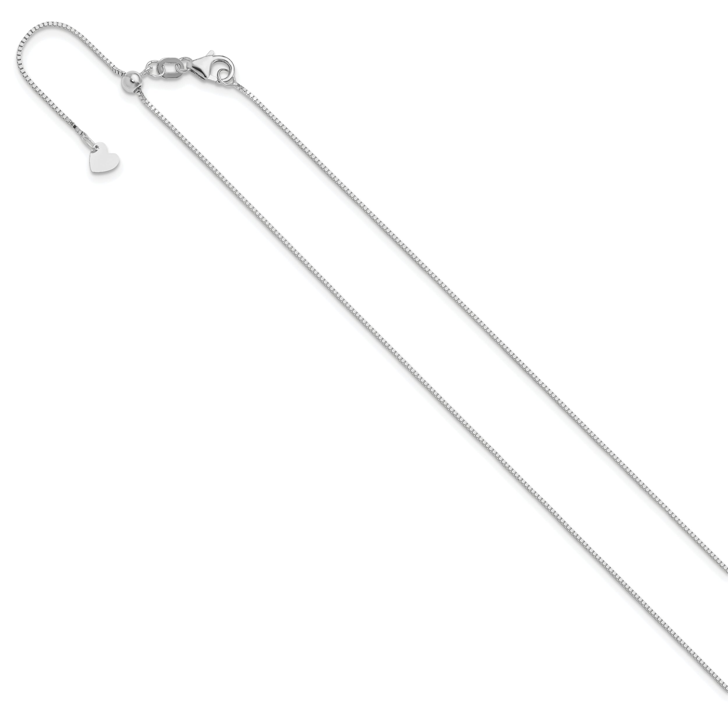 14K White Gold Adjustable .7mm Baby Box Chain