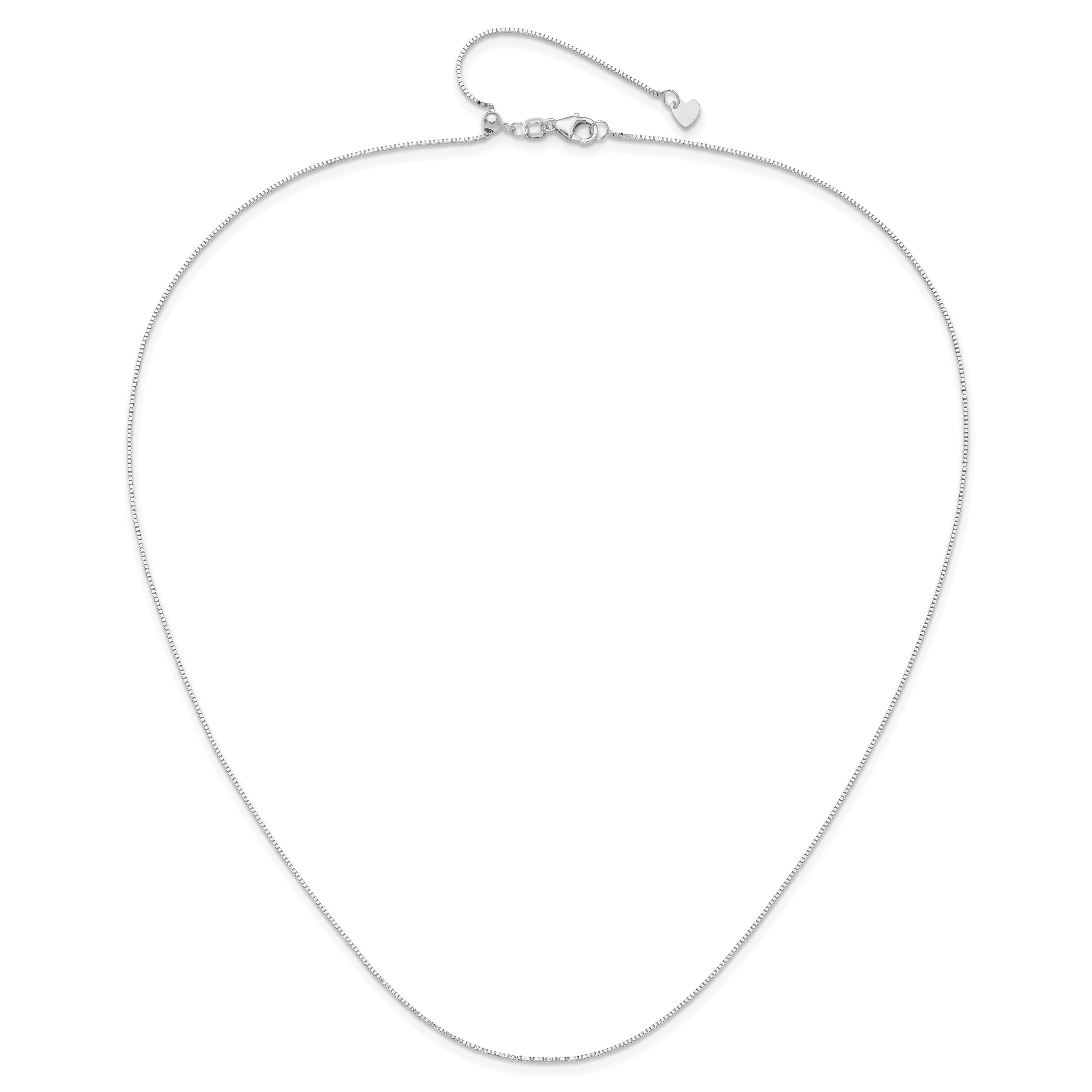 14K White Gold Adjustable .7mm Baby Box Chain