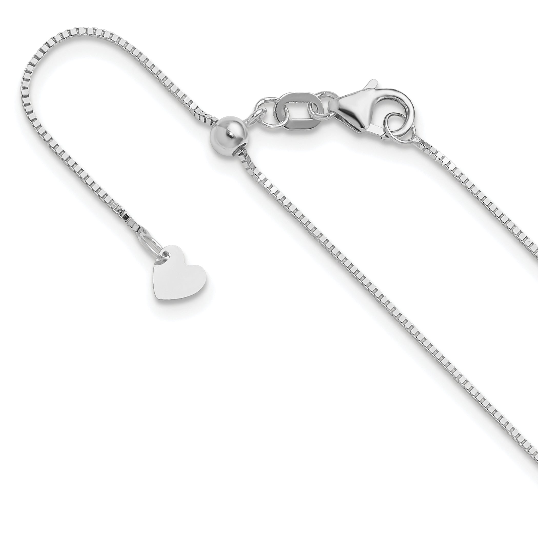 14K White Gold Adjustable .7mm Baby Box Chain