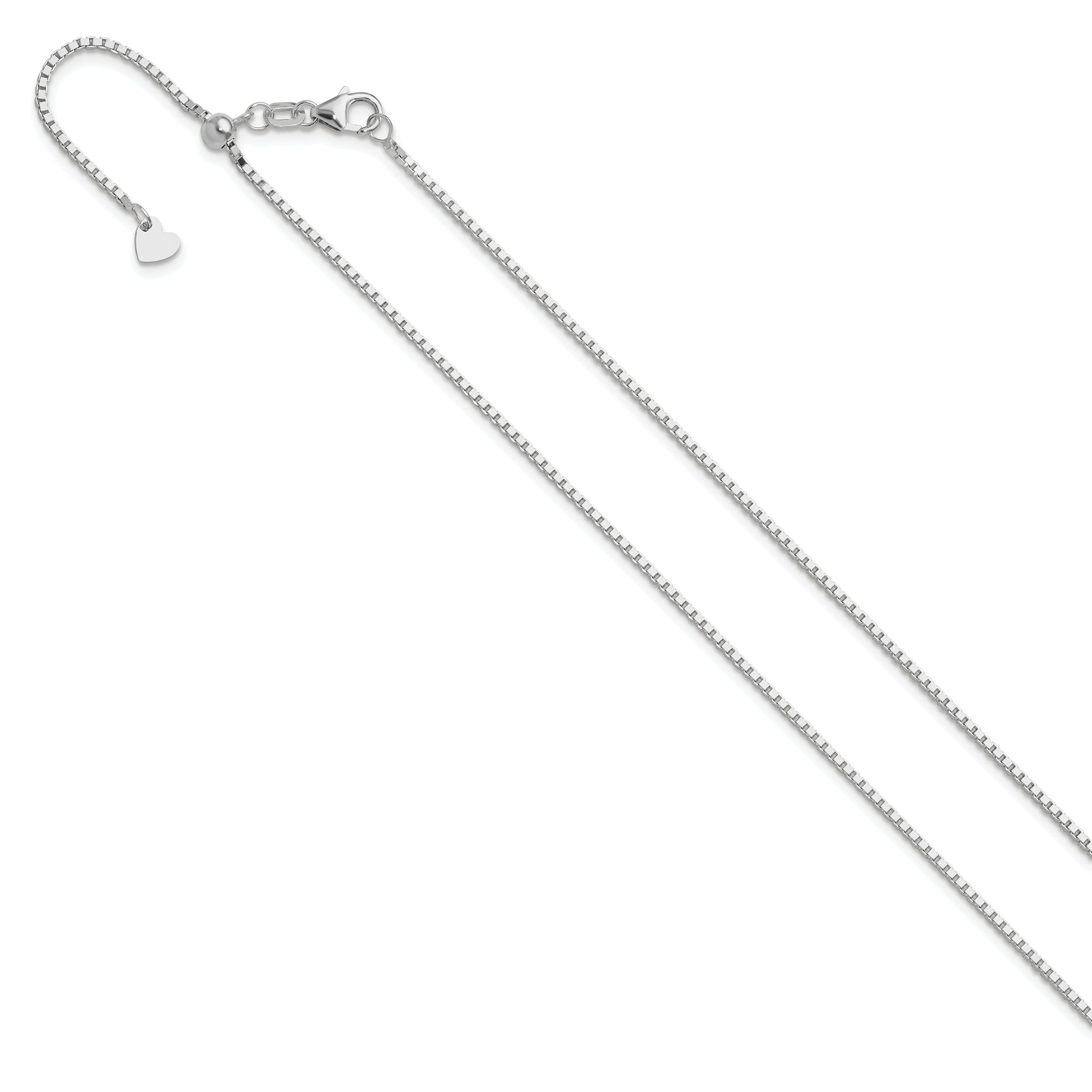 14K White Gold Adjustable 1.2mm Box Chain