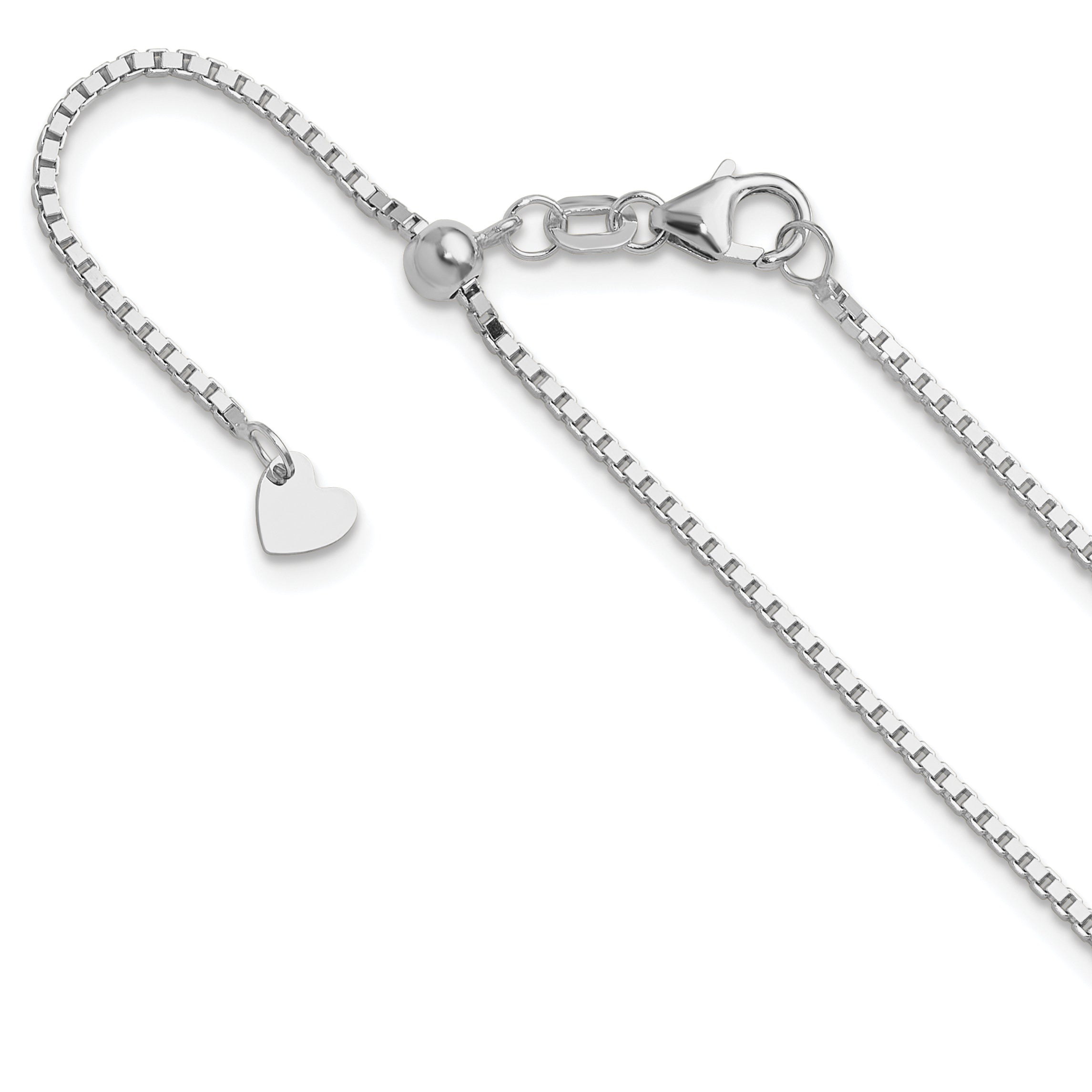 14K White Gold Adjustable 1.2mm Box Chain