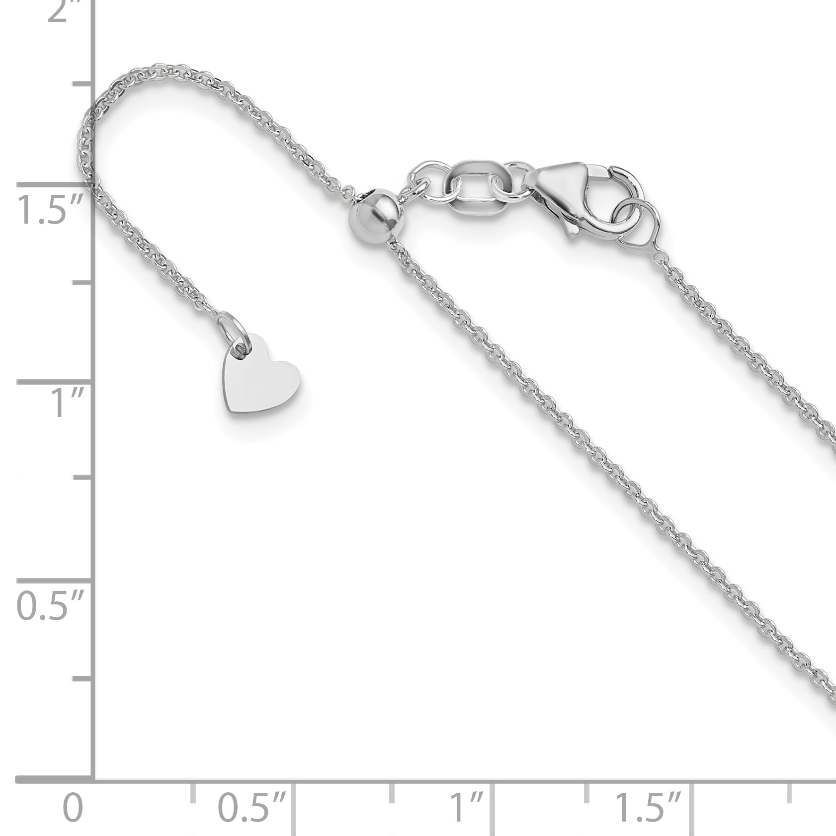 14K White Gold Adjustable 1.25mm Flat Cable Chain