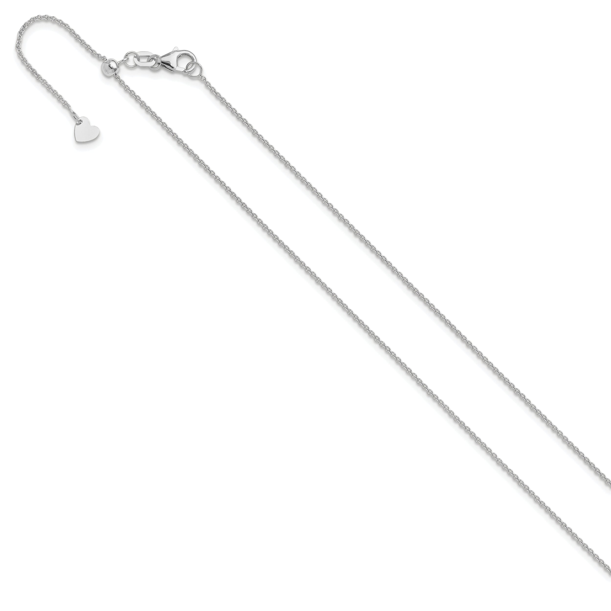 14K White Gold Adjustable 1.1mm Round Cable Chain