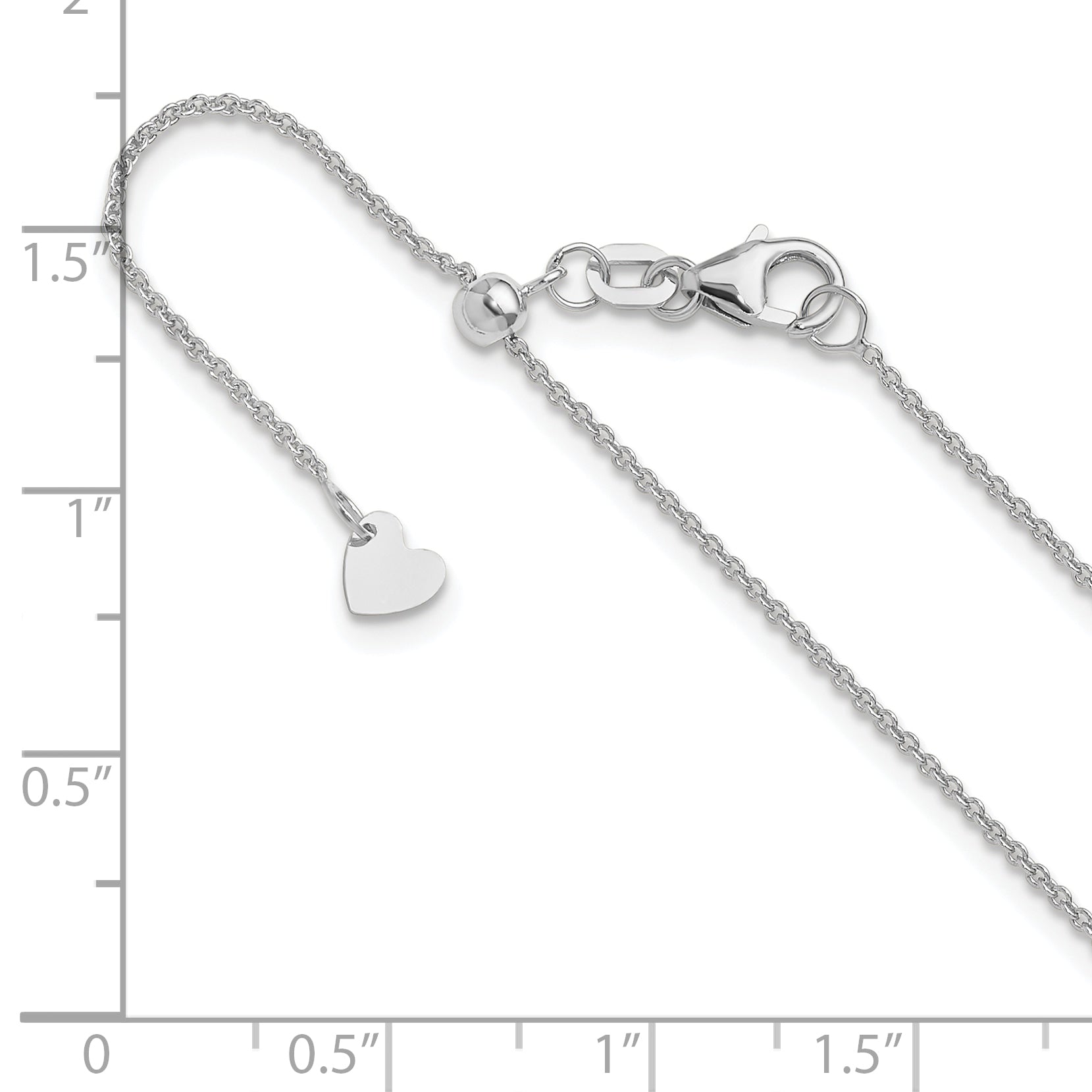 14K White Gold Adjustable 1.1mm Round Cable Chain