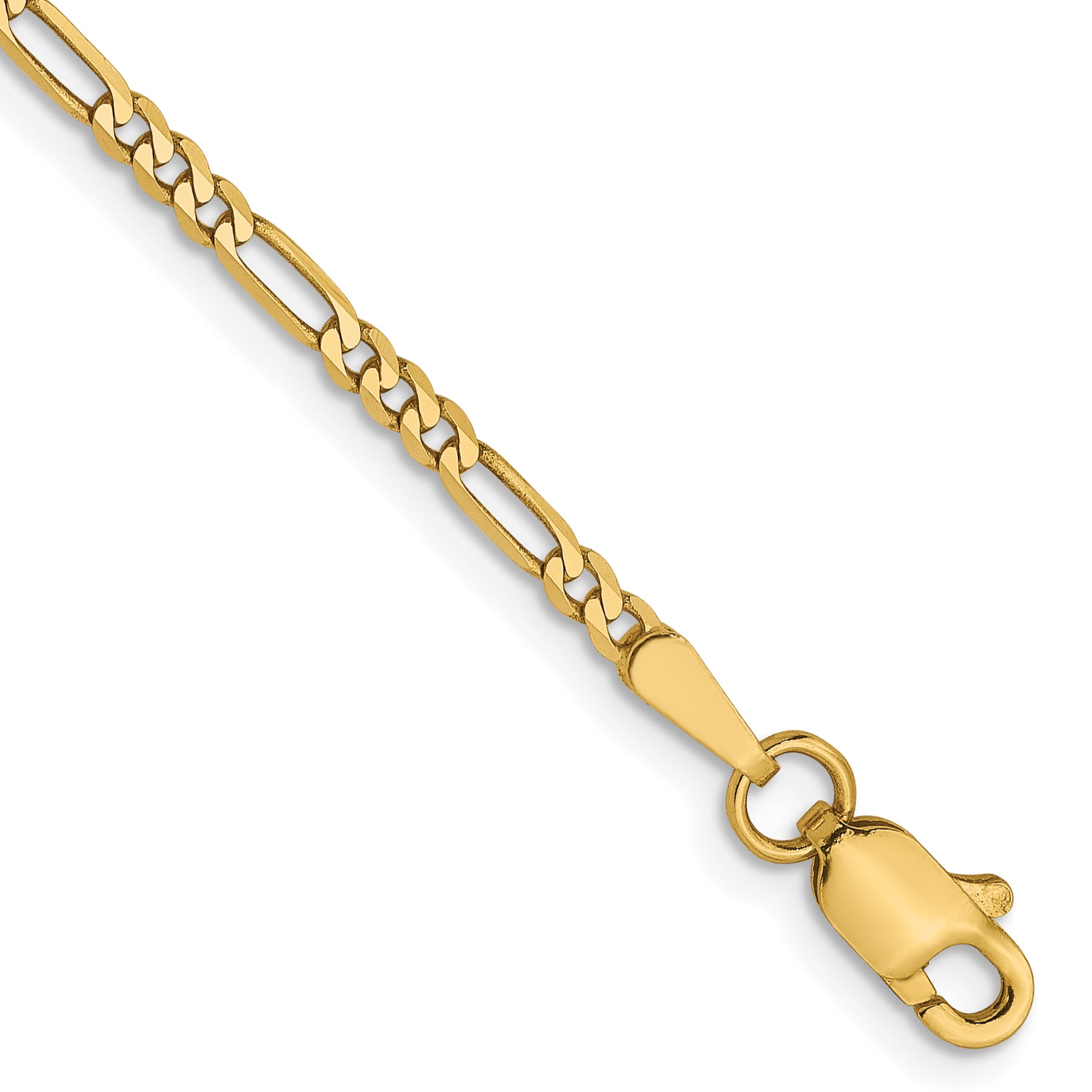 14K 1.8mm Flat Figaro Chain Anklet