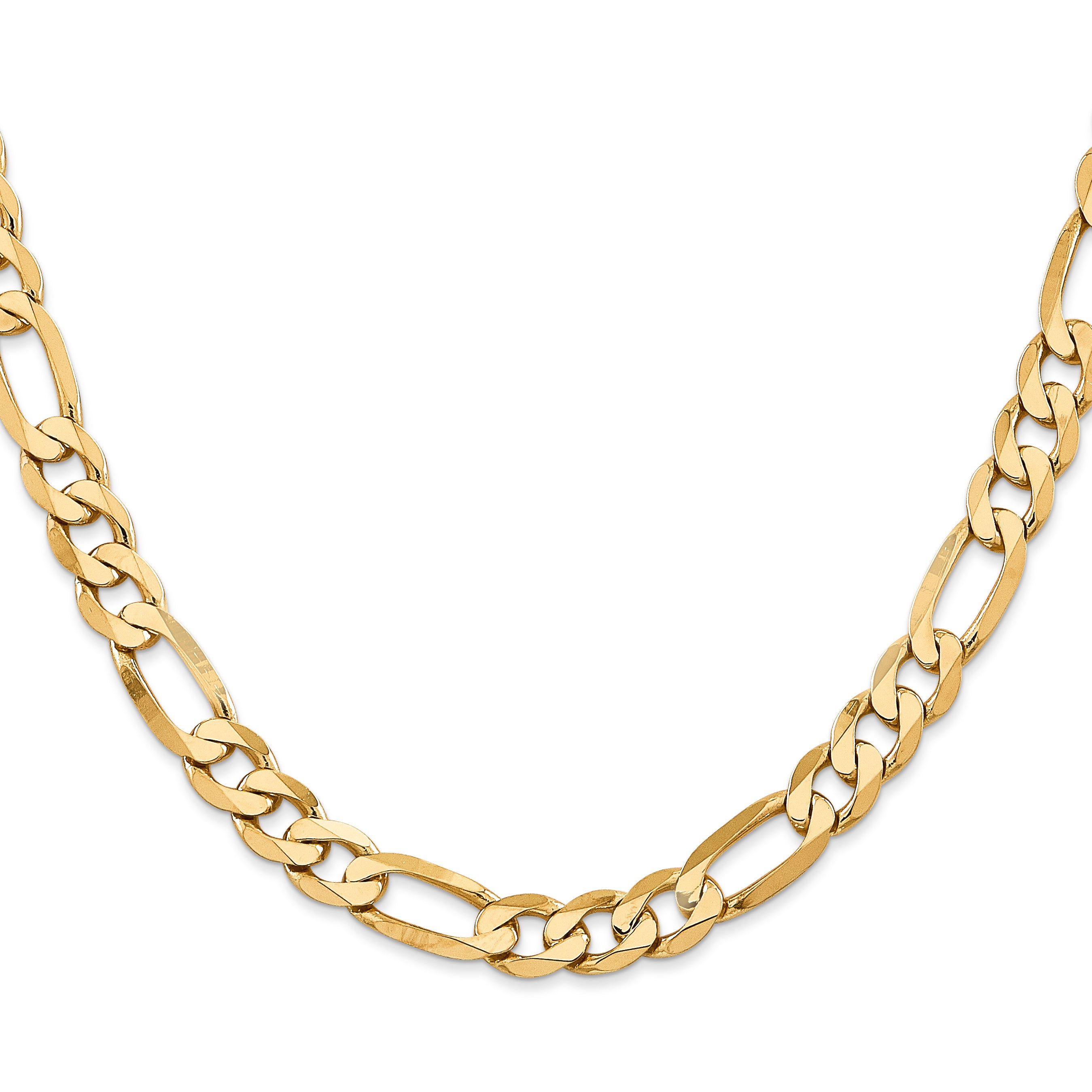 14K 7.5mm Flat Figaro Chain