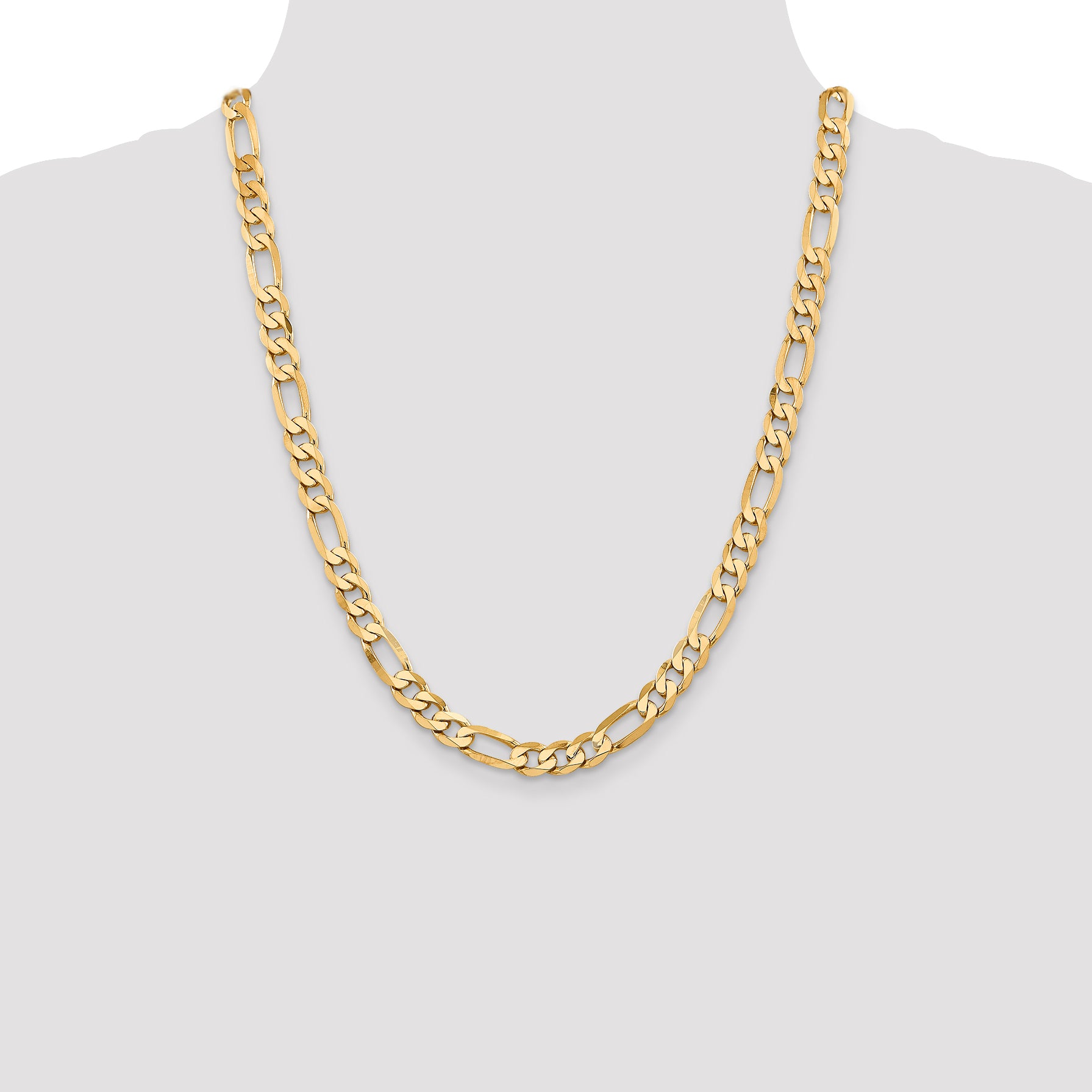 14K 7.5mm Flat Figaro Chain