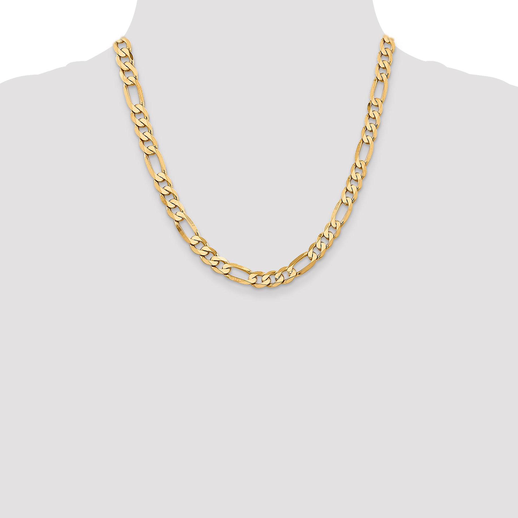 14K 7.5mm Flat Figaro Chain