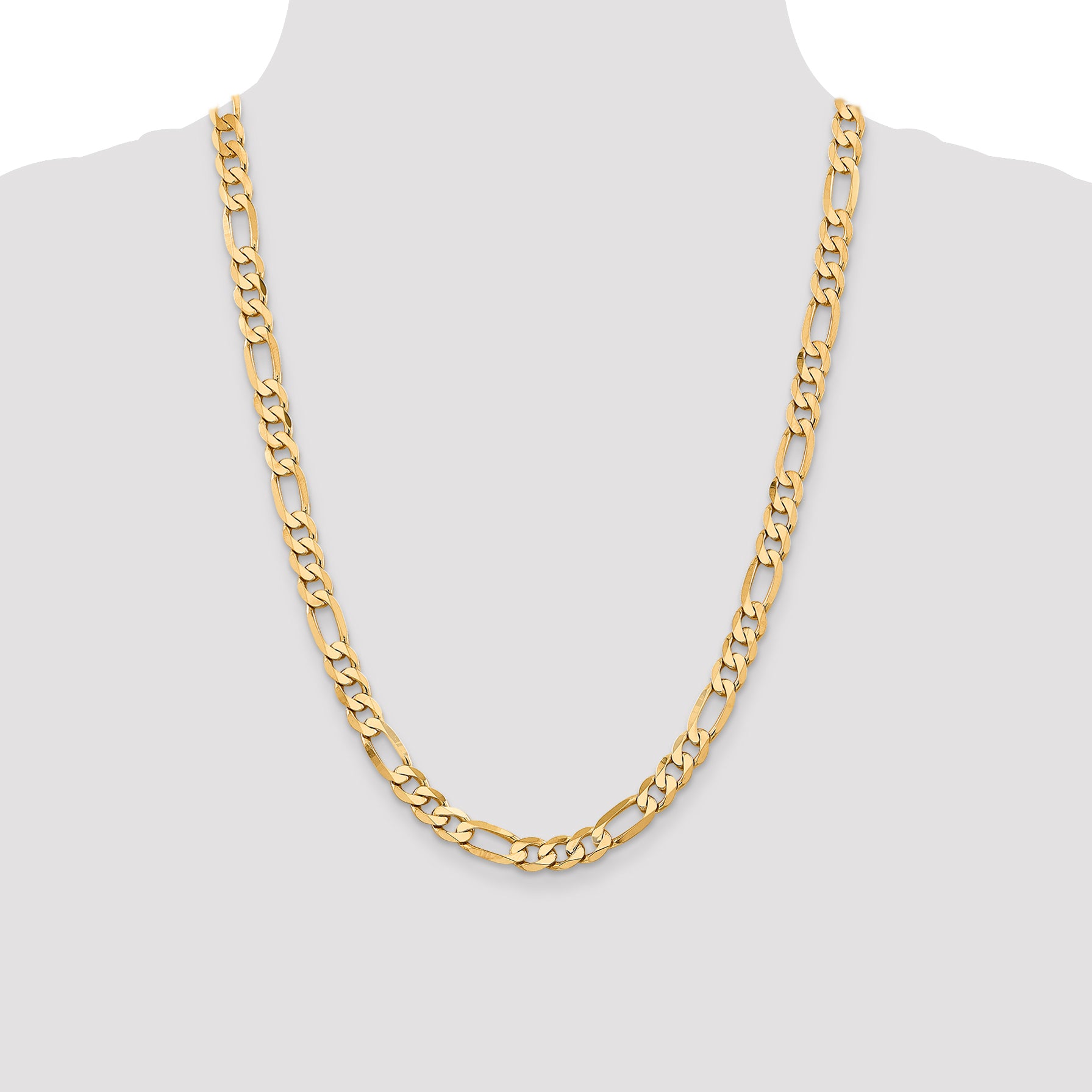 14K 7.5mm Flat Figaro Chain